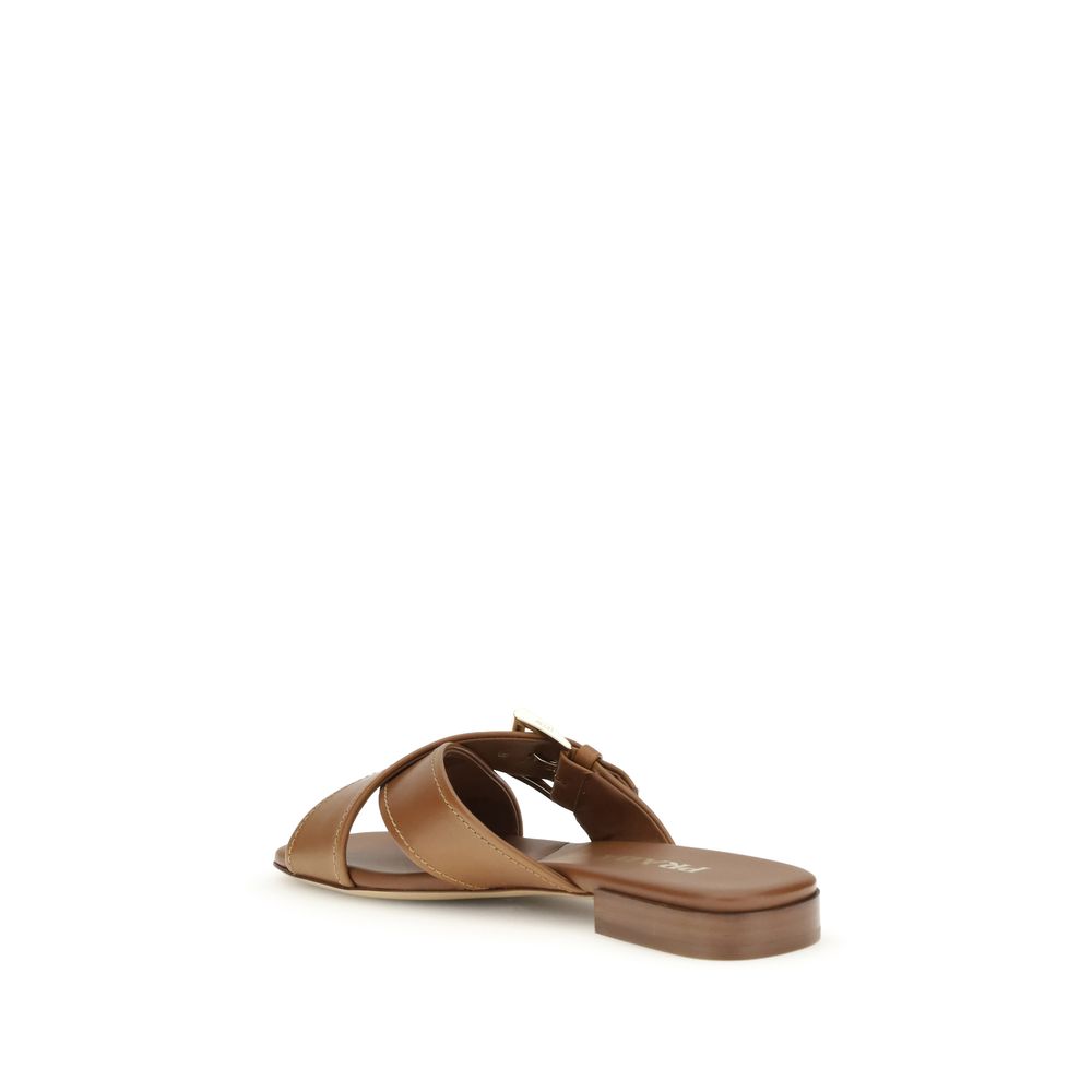 Prada Brown Calfskin Bos Taurus Sandals-3