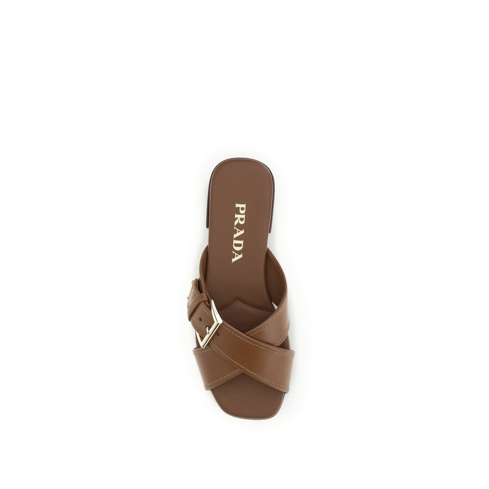 Prada Brown Calfskin Bos Taurus Sandals-4