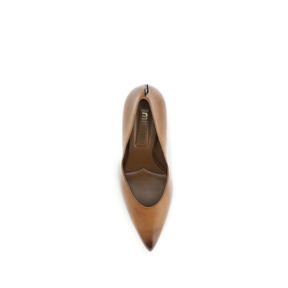 Miu Miu Beige Calfskin Bos Taurus High Heels-4