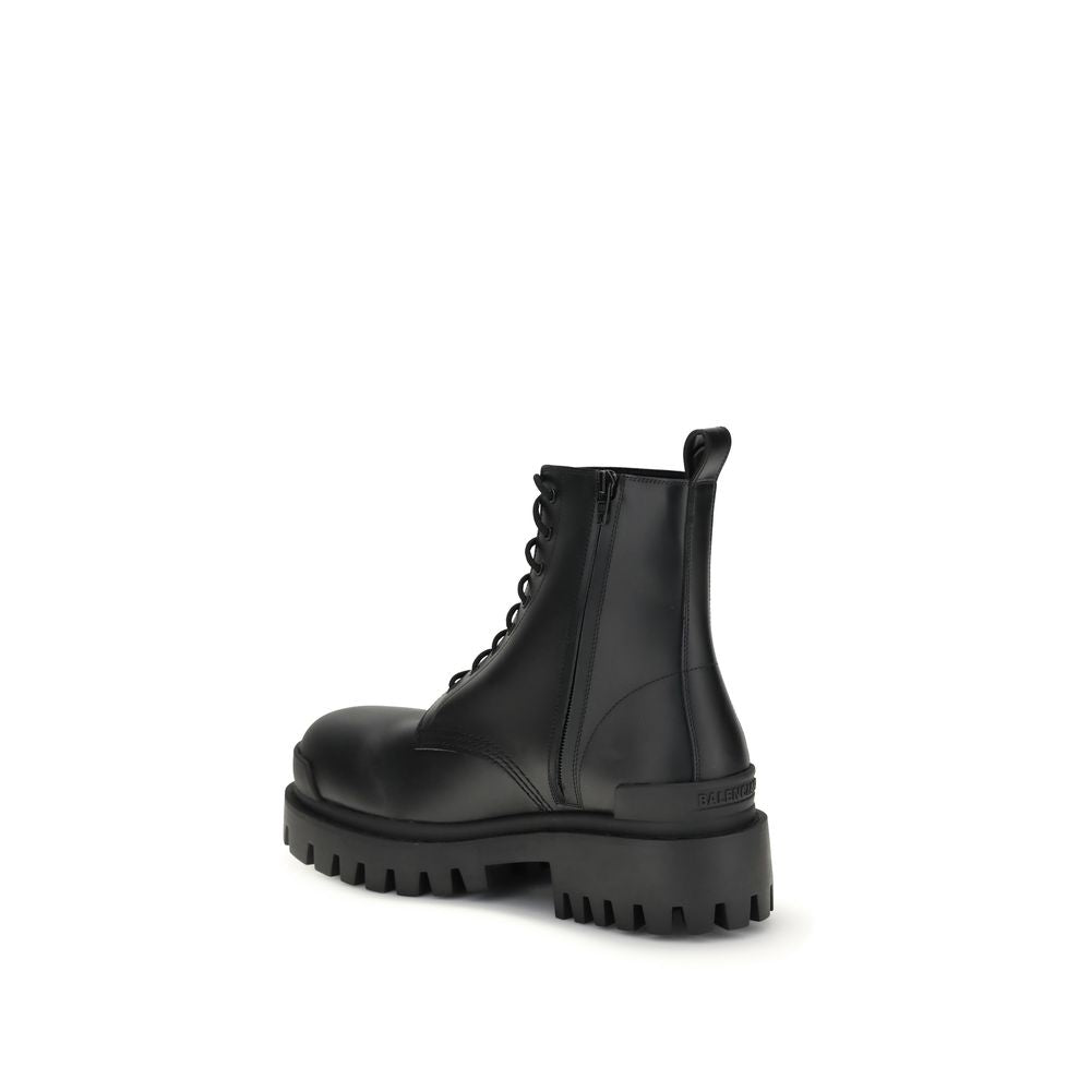 Balenciaga Schwarze Schnürstiefel aus Kalbsleder Bos Taurus-3