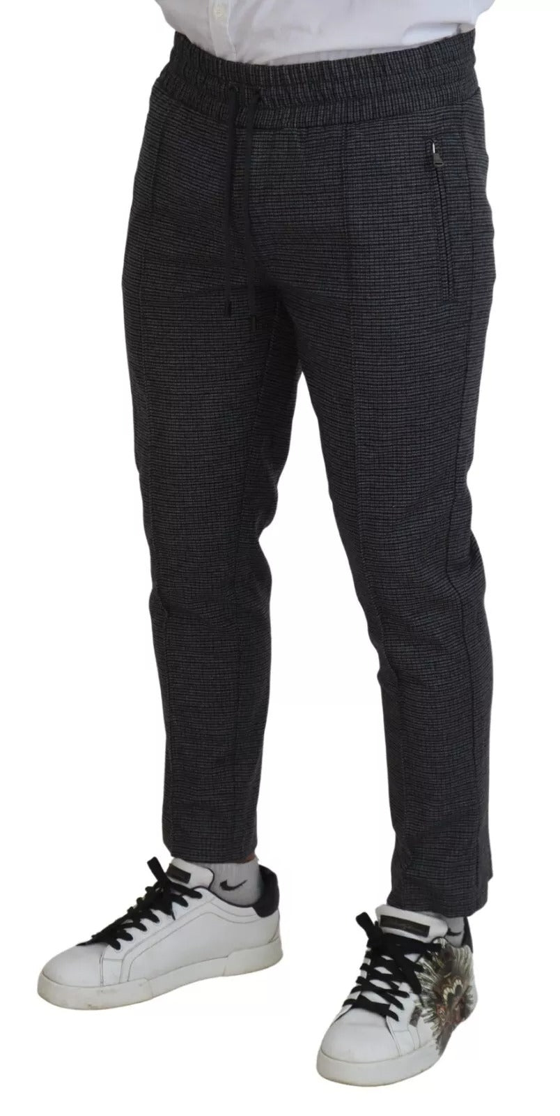 Dolce & Gabbana Striped Wool Skinny Trousers in Grey-3