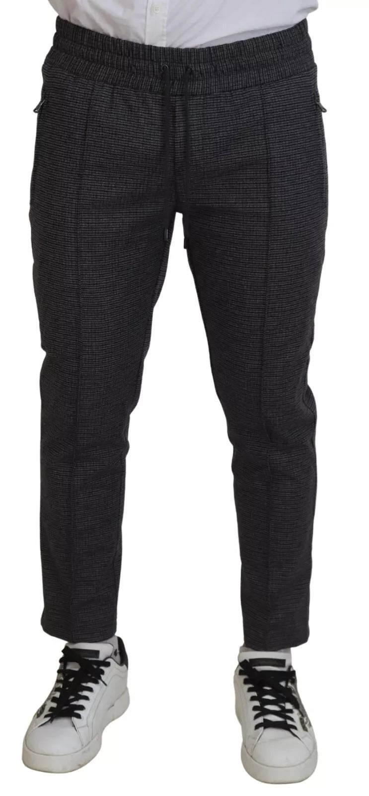 Dolce & Gabbana Striped Wool Skinny Trousers in Grey