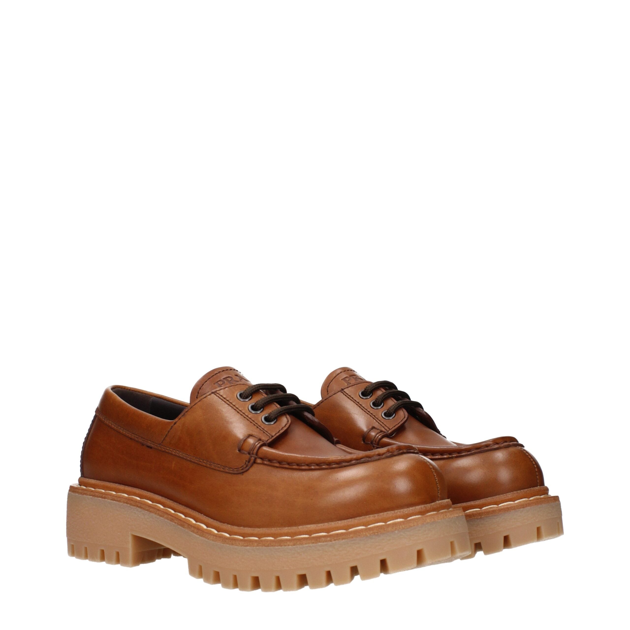 Prada Braune Leder Oxford- und Derby-Schuhe-2