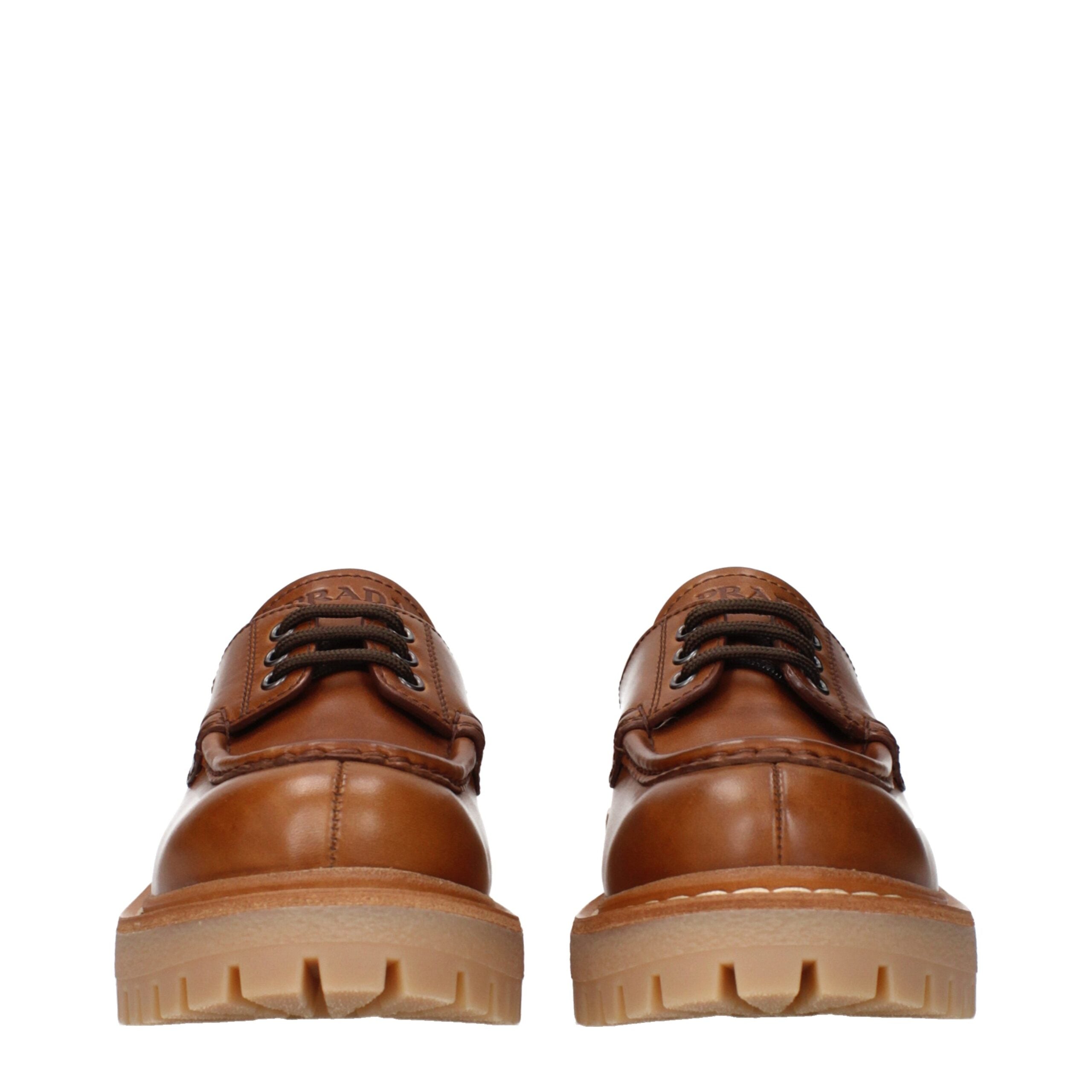 Prada Braune Leder Oxford- und Derby-Schuhe-3