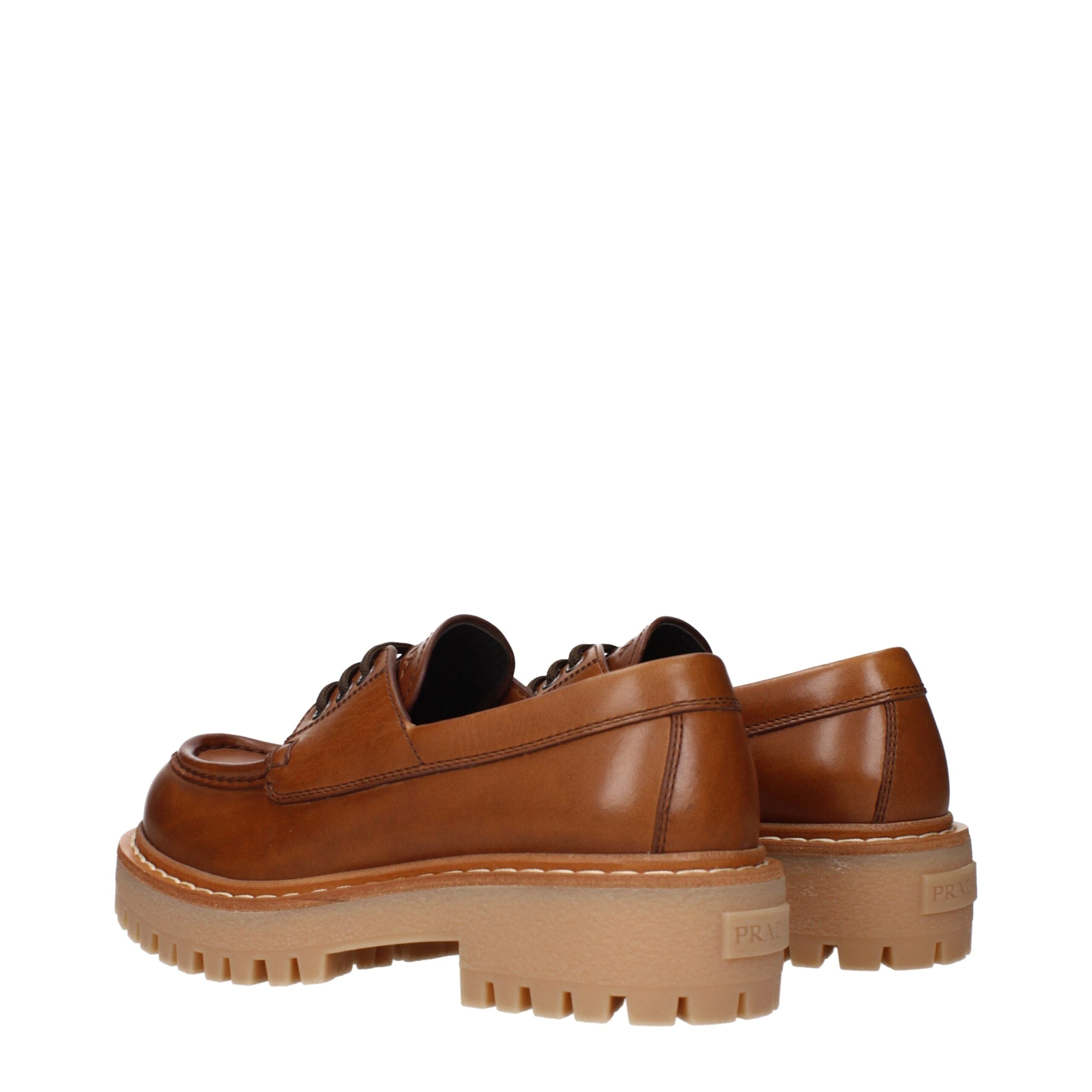 Prada Braune Leder Oxford- und Derby-Schuhe-4