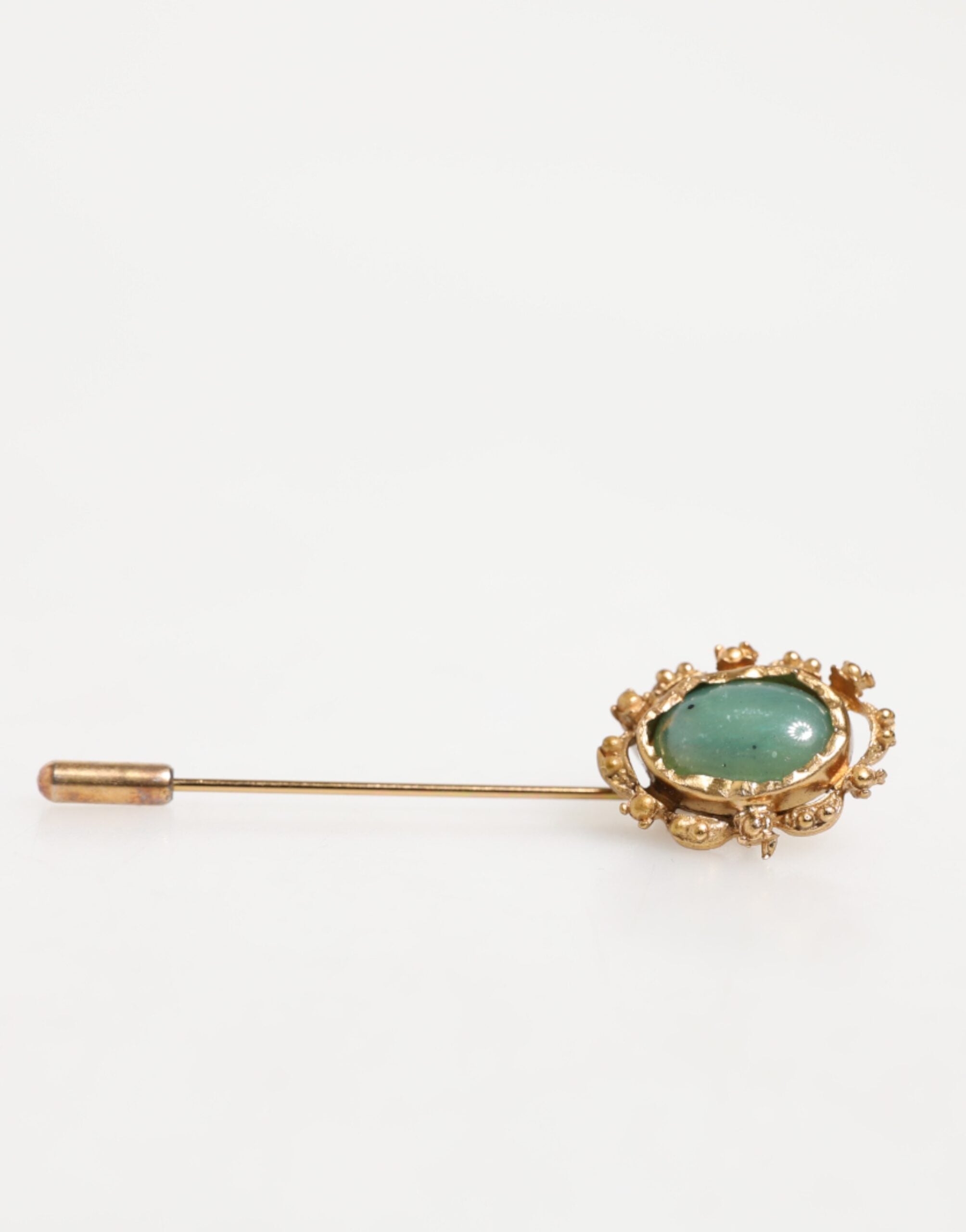Dolce & Gabbana gold-colored men's pin with green stone in antique look-5