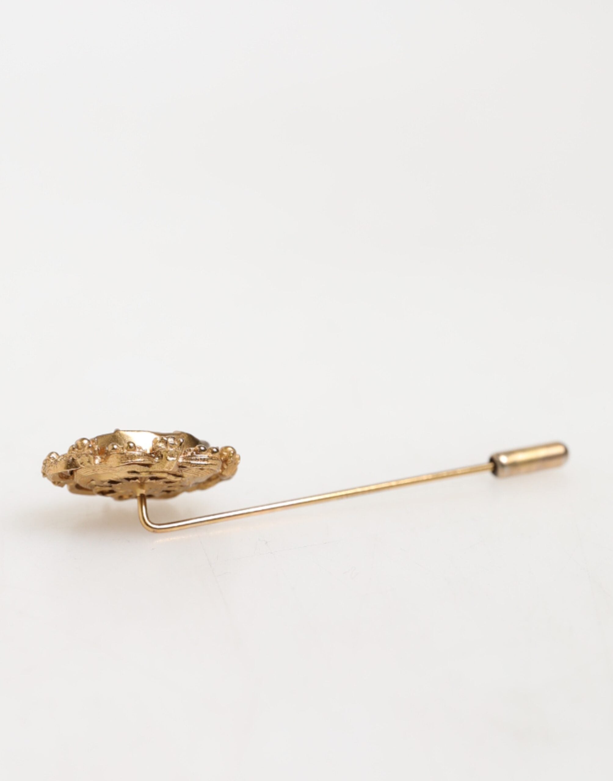 Dolce & Gabbana gold-colored men's pin with green stone in antique look-6