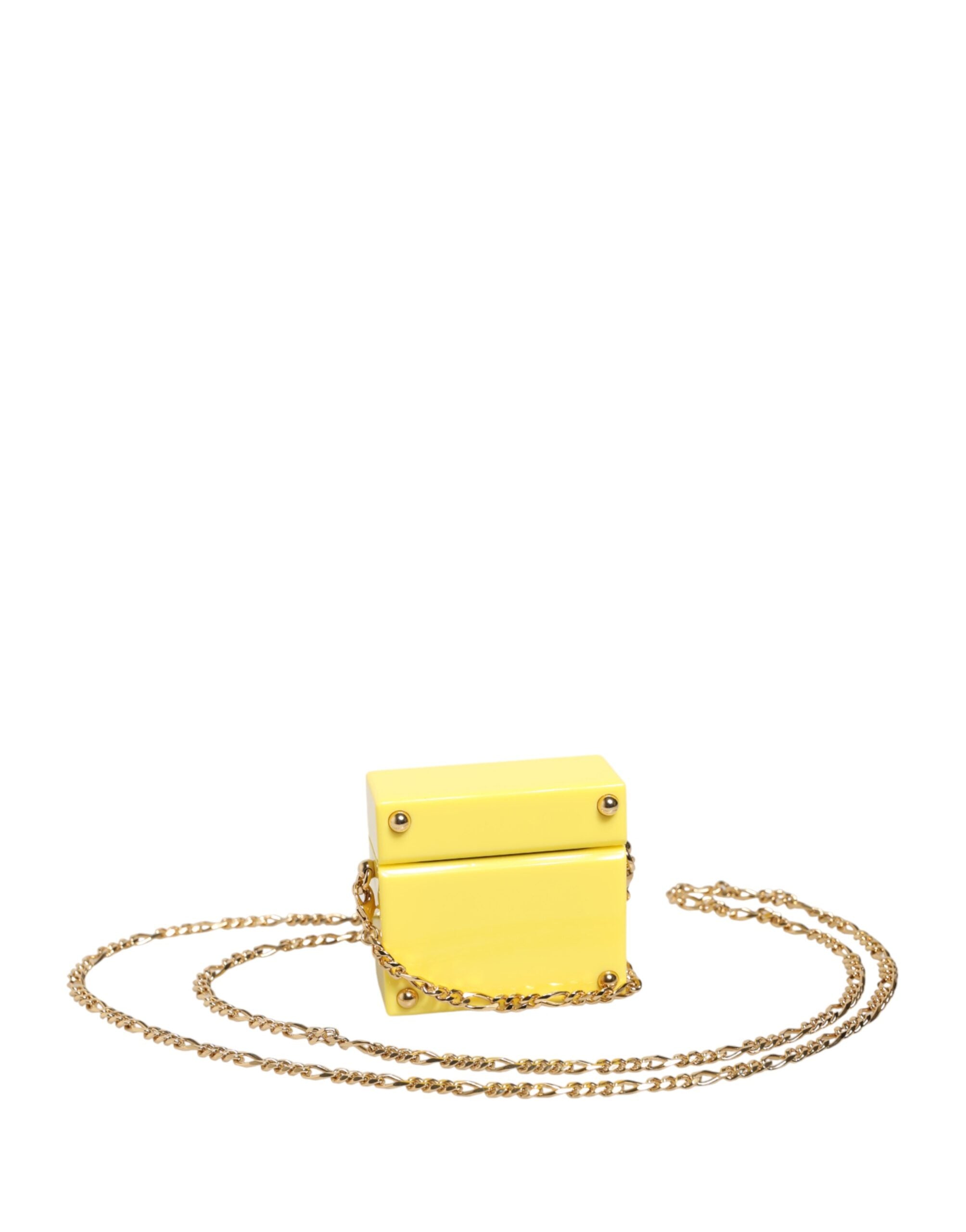 Dolce & Gabbana Yellow AirPods Case with DG Logo Plaque and Gold Chain-6