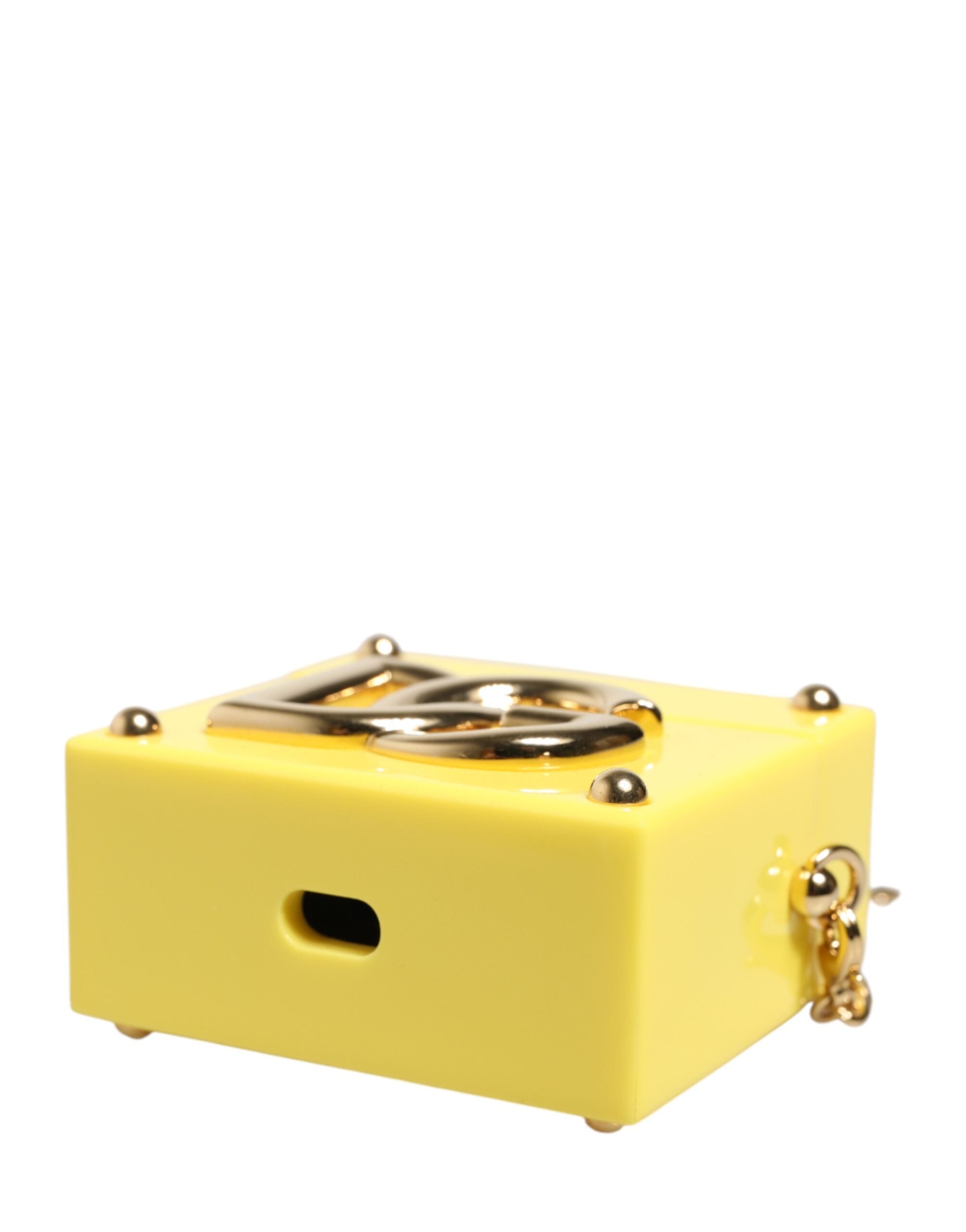 Dolce & Gabbana Yellow AirPods Case with DG Logo Plaque and Gold Chain-7