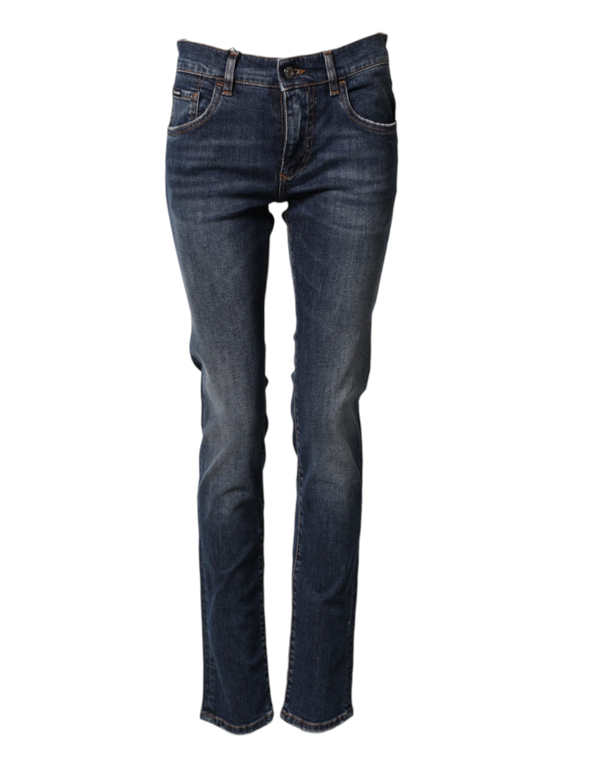 Dolce & Gabbana men's stretch cotton skinny-fit jeans in blue