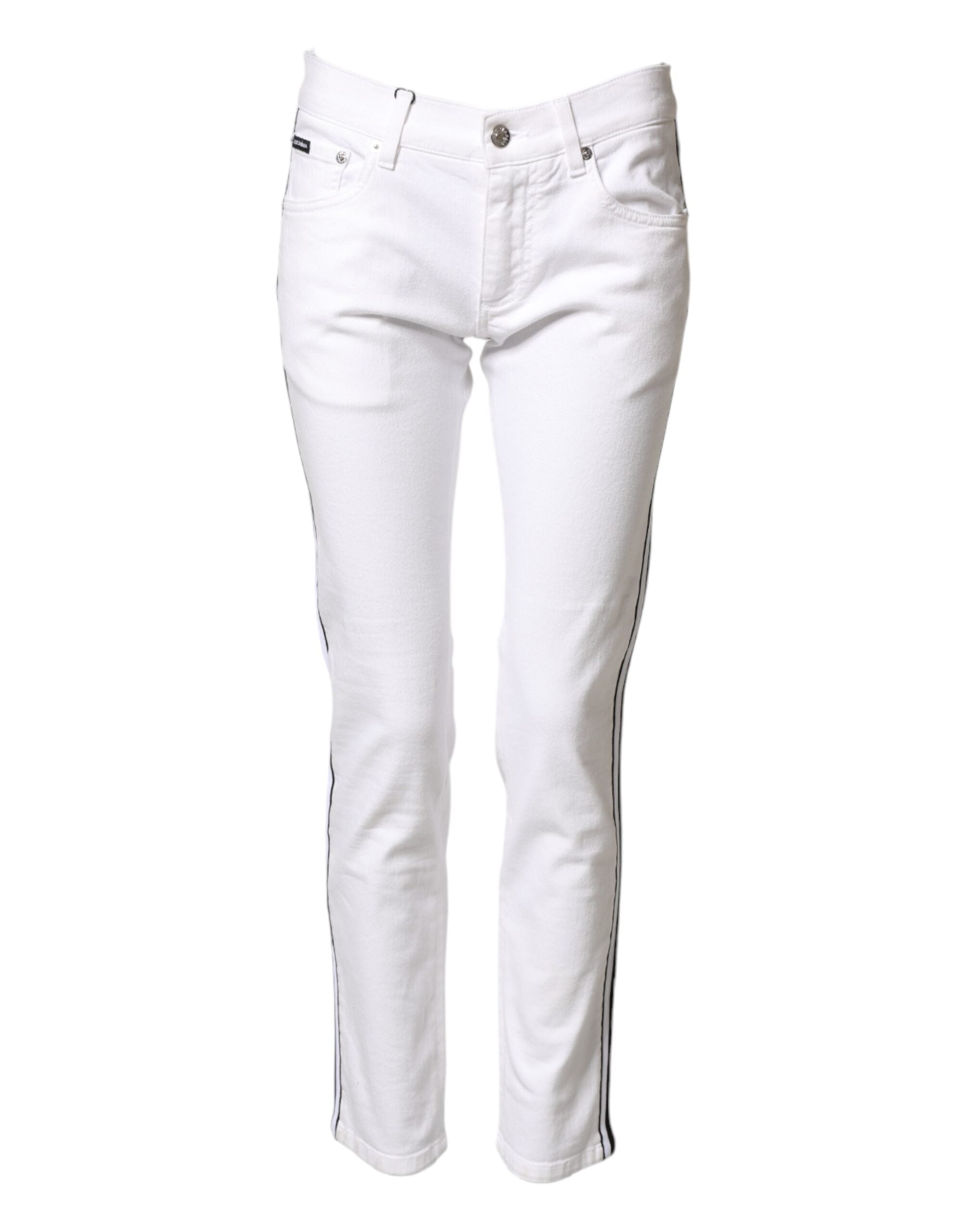 Vaqueros ajustados de algodón elástico blanco Dolce & Gabbana para hombre-2