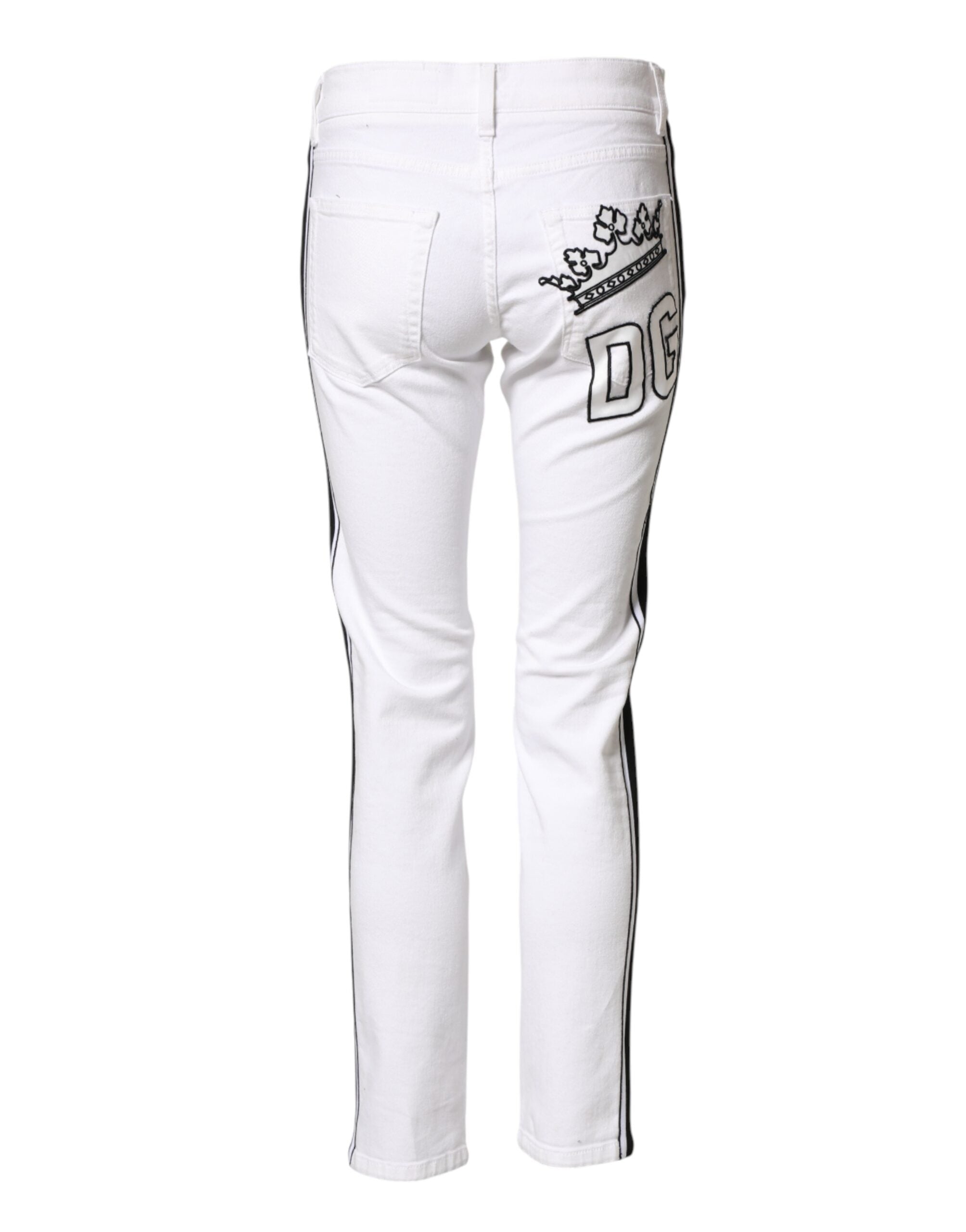 Vaqueros ajustados de algodón elástico blanco Dolce & Gabbana para hombre-3