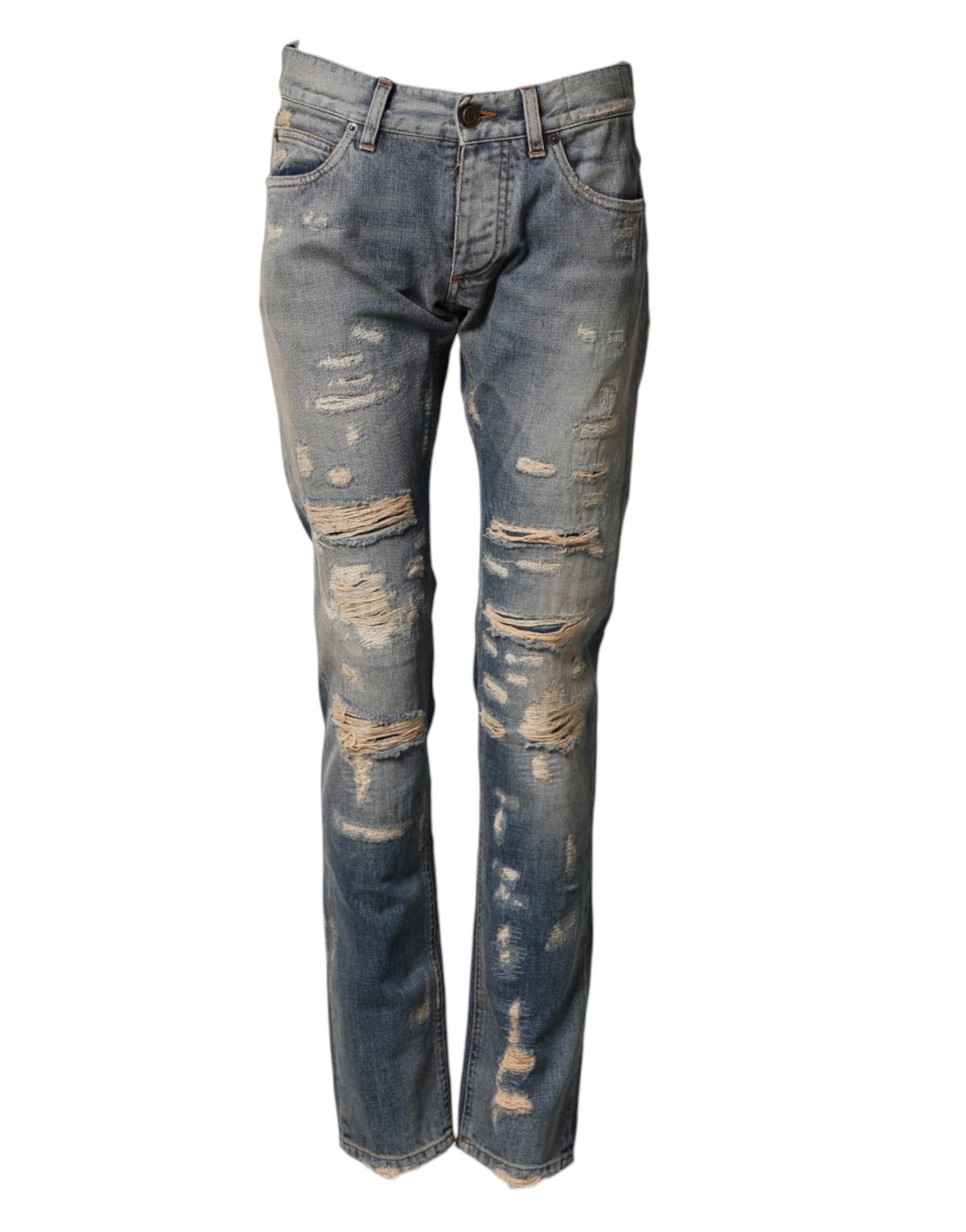 Dolce & Gabbana Blue Destroyed Look Skinny Jeans for Men-2