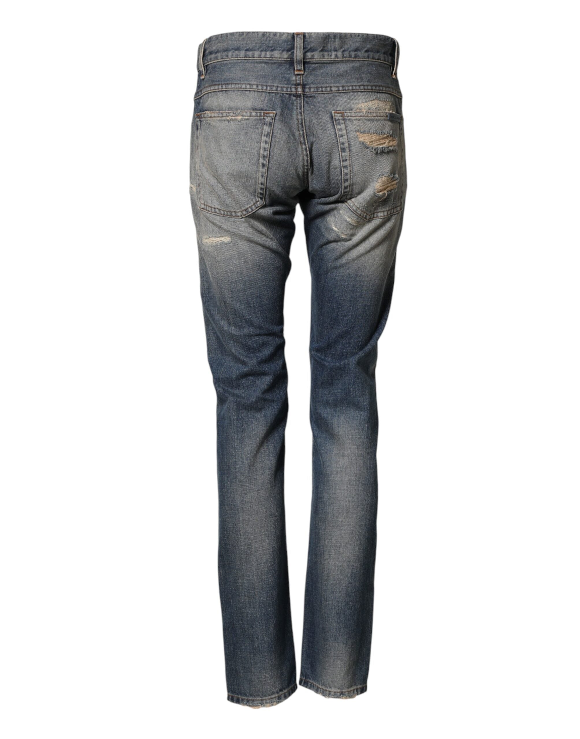 Dolce & Gabbana Blue Destroyed Look Skinny Jeans for Men-3