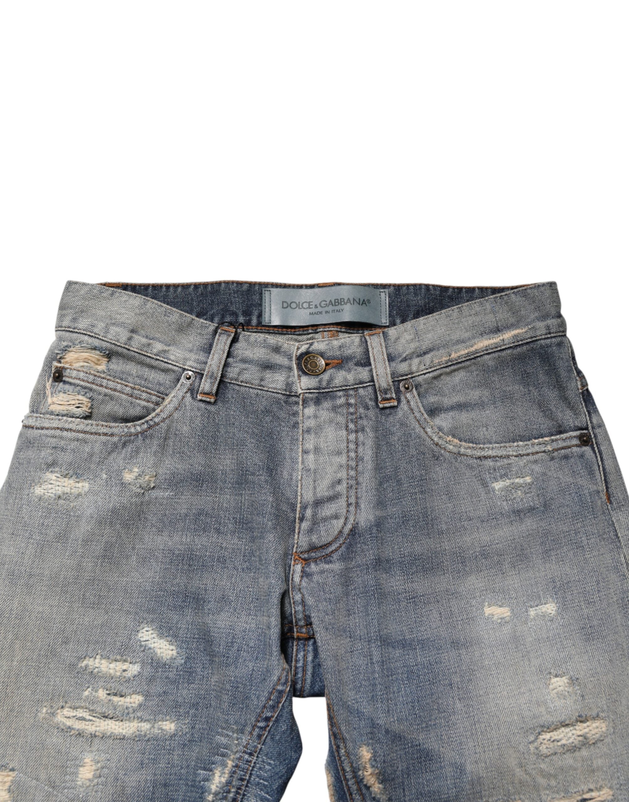 Dolce & Gabbana Blue Destroyed Look Skinny Jeans for Men-4