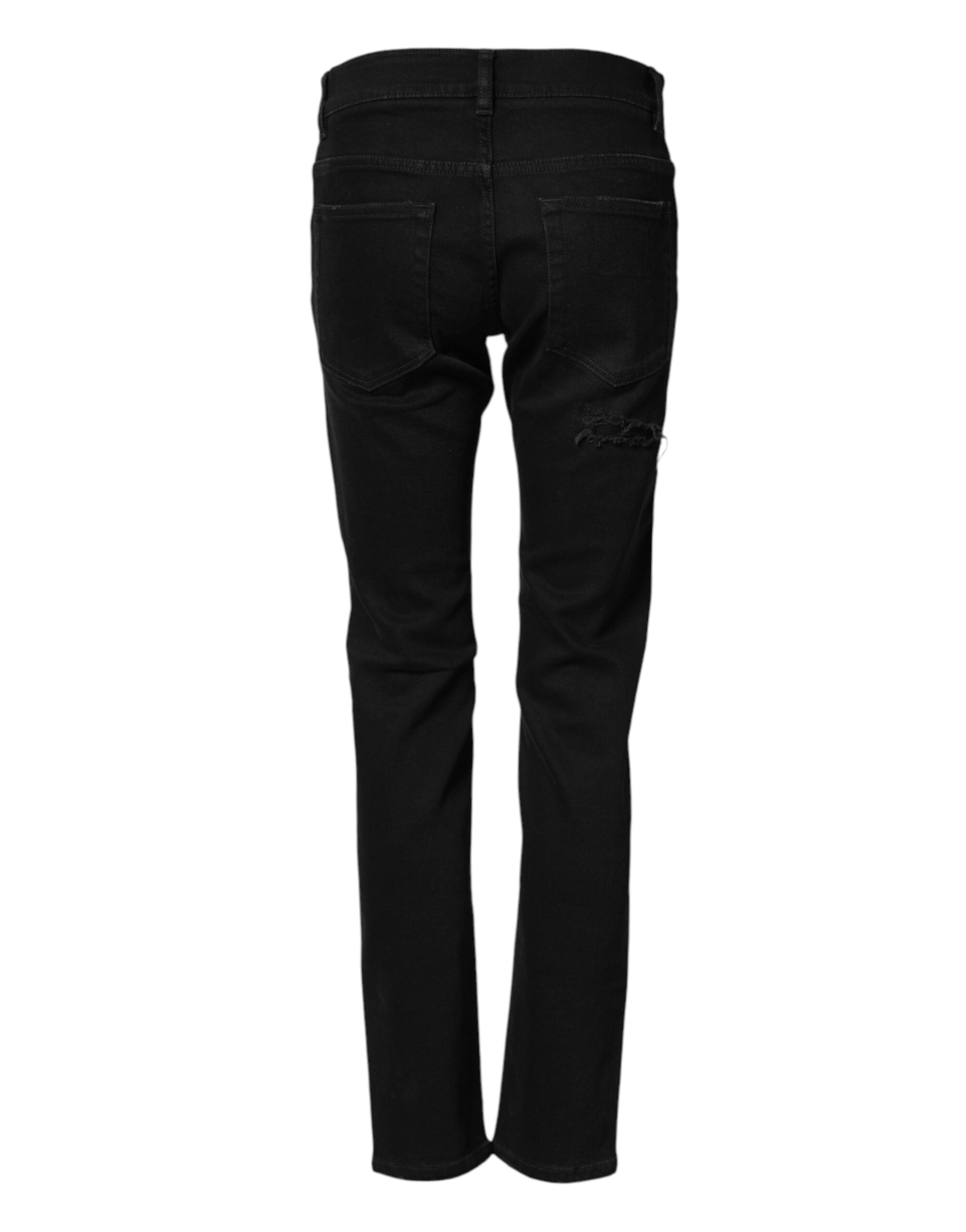 Dolce & Gabbana Schwarze, zerschlissene Herren-Skinny-Jeans aus Baumwolle-3
