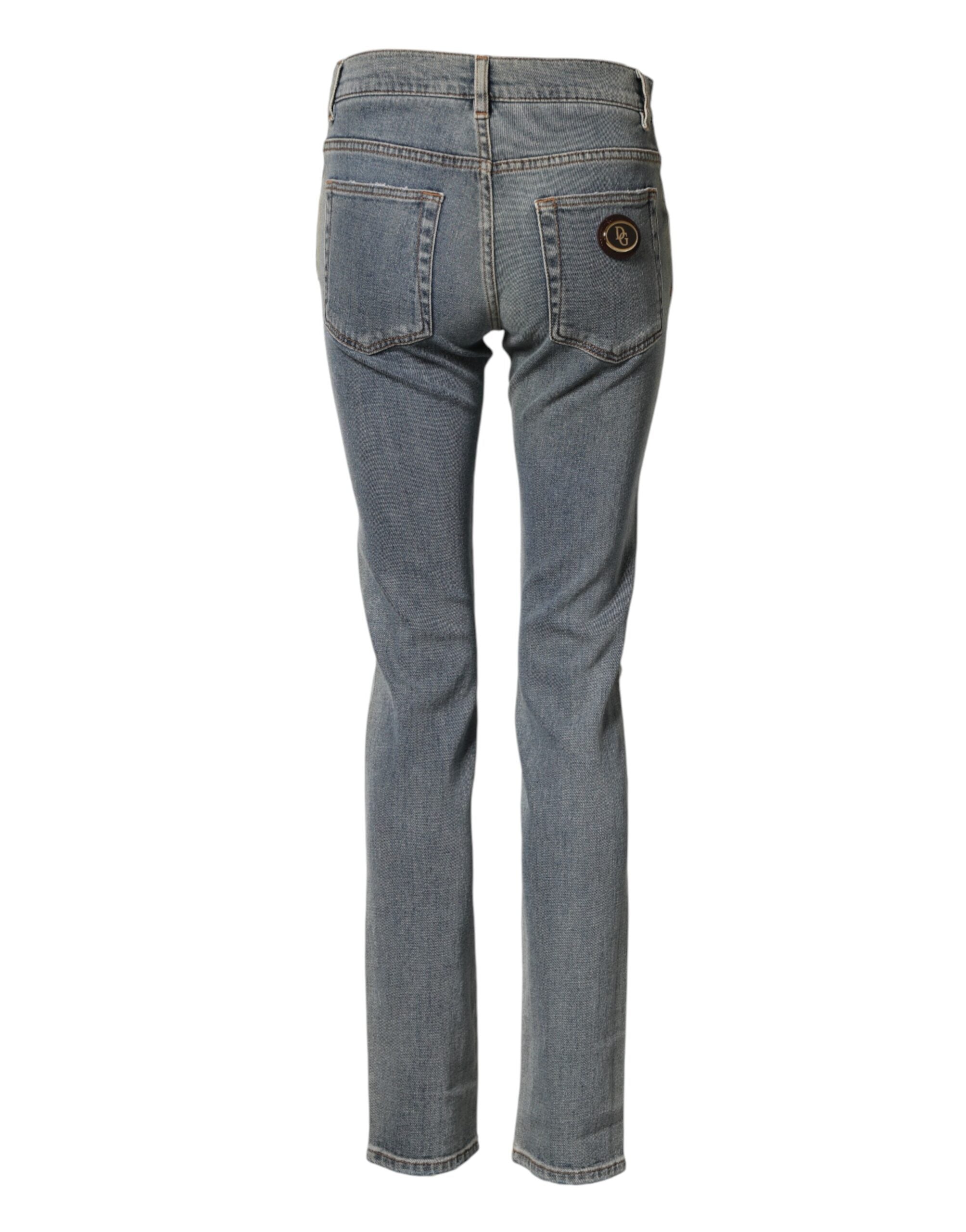 Vaqueros ajustados de algodón bicolor azul de Dolce & Gabbana para hombre-3