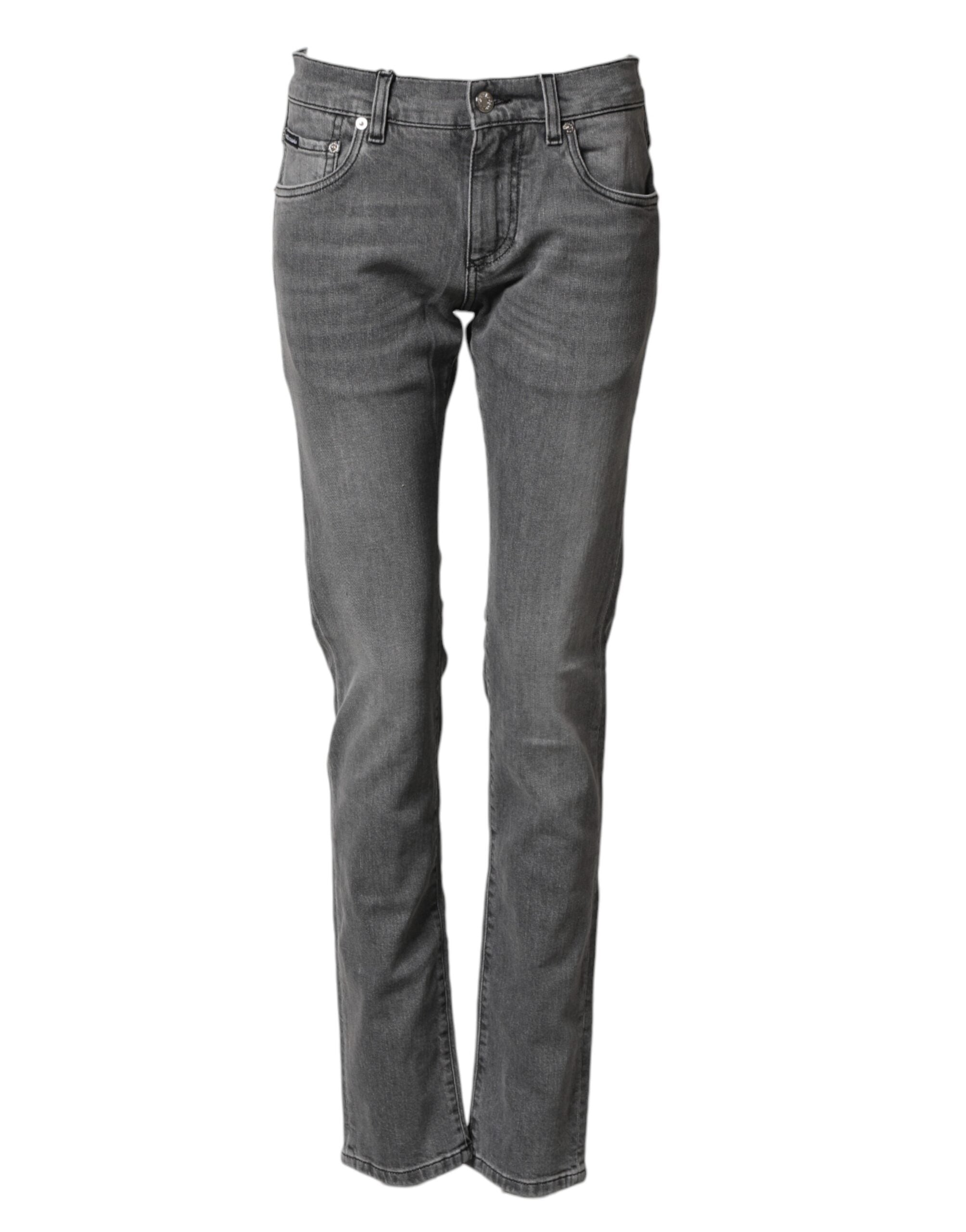Dolce & Gabbana Graue Baumwoll-Jeans mit mittlerer Taille-2
