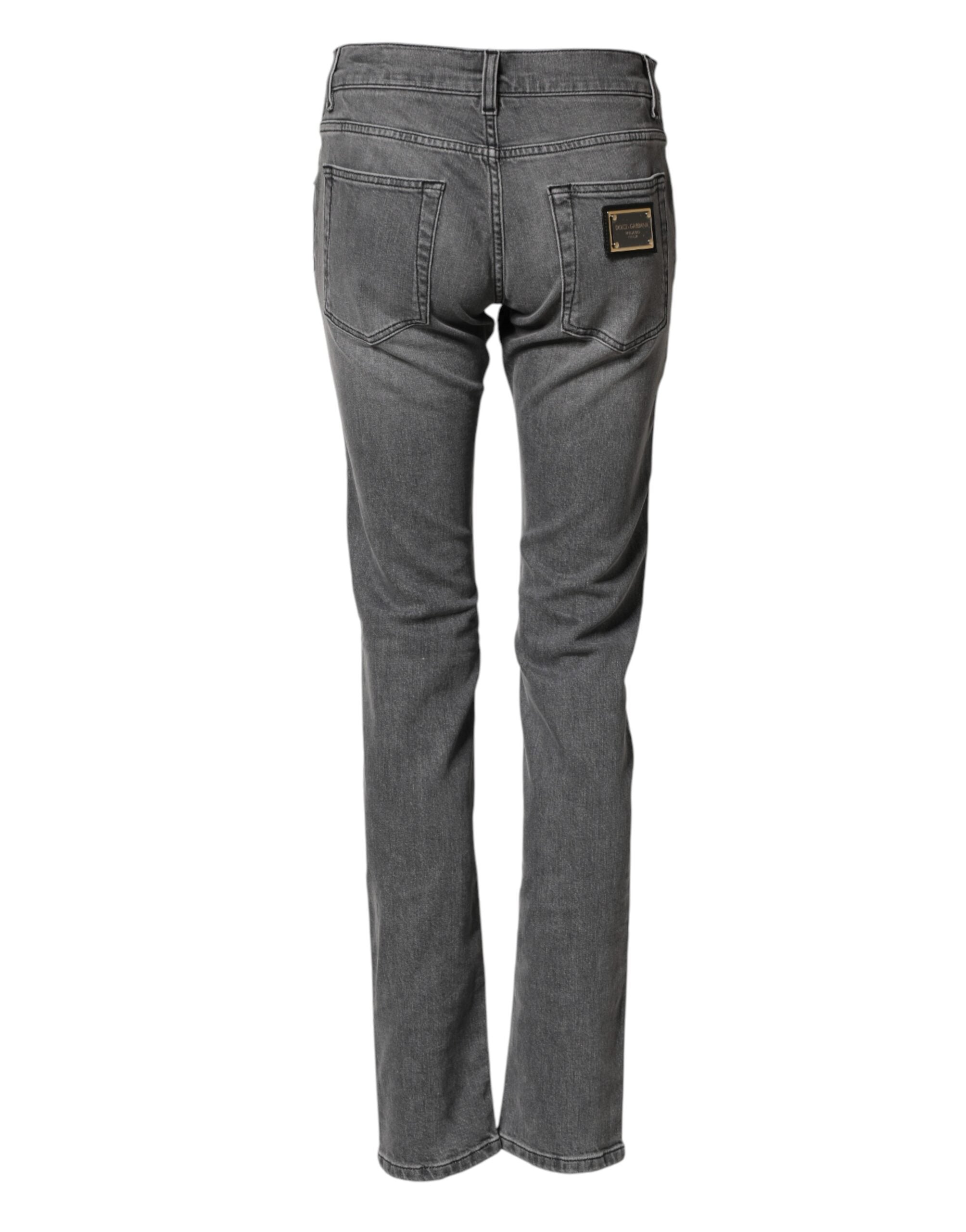 Dolce & Gabbana Graue Baumwoll-Jeans mit mittlerer Taille-3