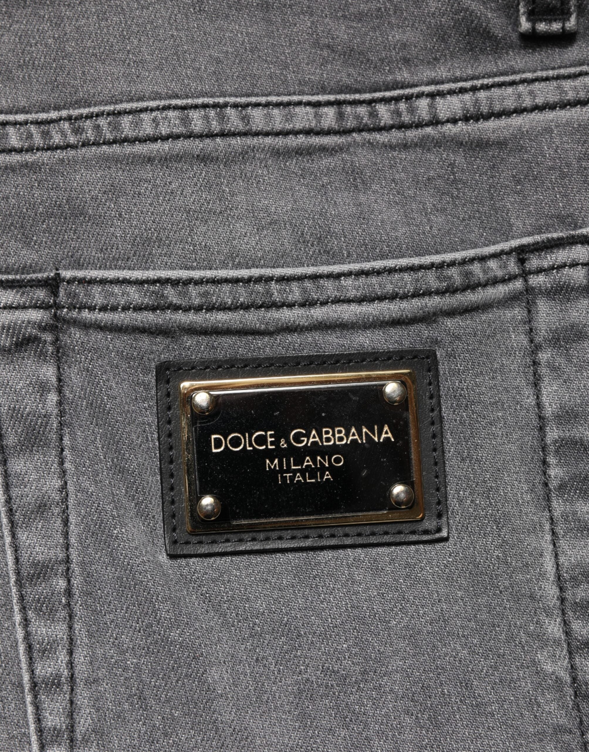 Dolce & Gabbana Graue Baumwoll-Jeans mit mittlerer Taille-5