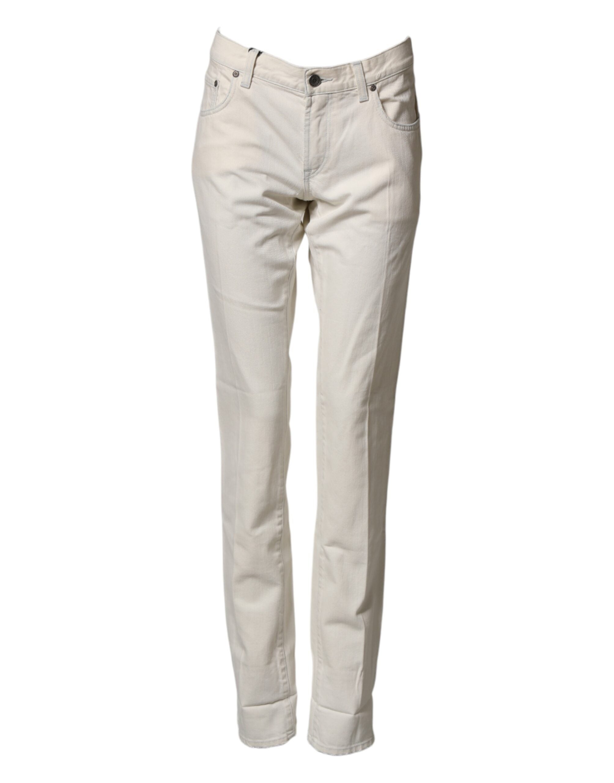 Dolce & Gabbana White Cotton Skinny Jeans for Men-2