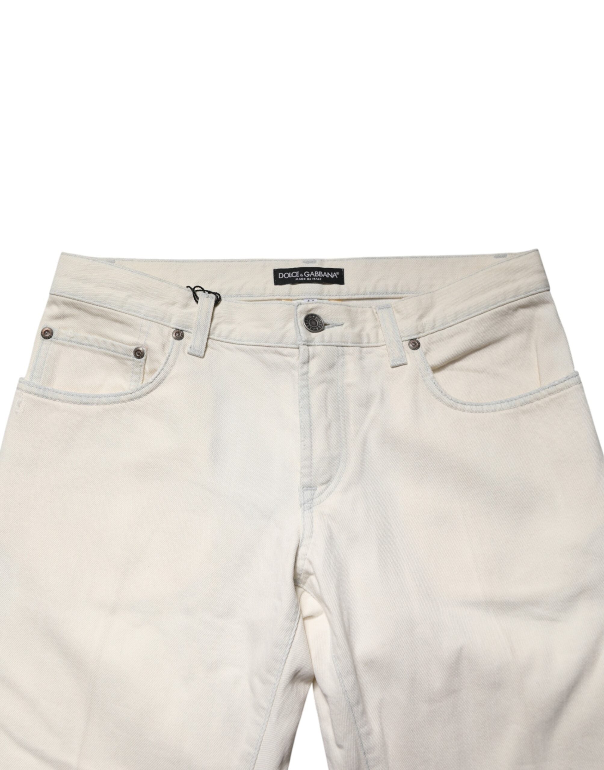 Dolce & Gabbana White Cotton Skinny Jeans for Men-4