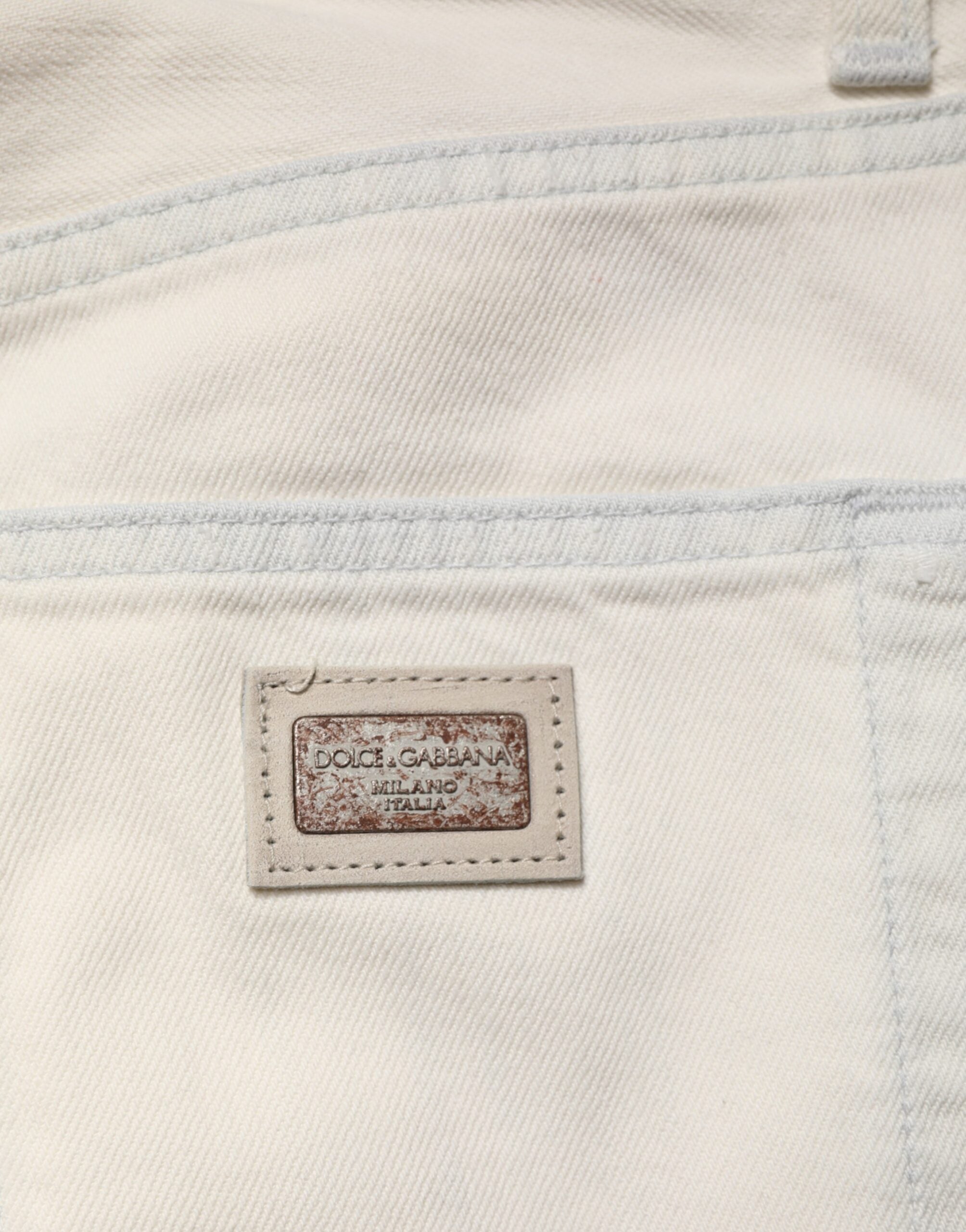 Dolce & Gabbana White Cotton Skinny Jeans for Men-5