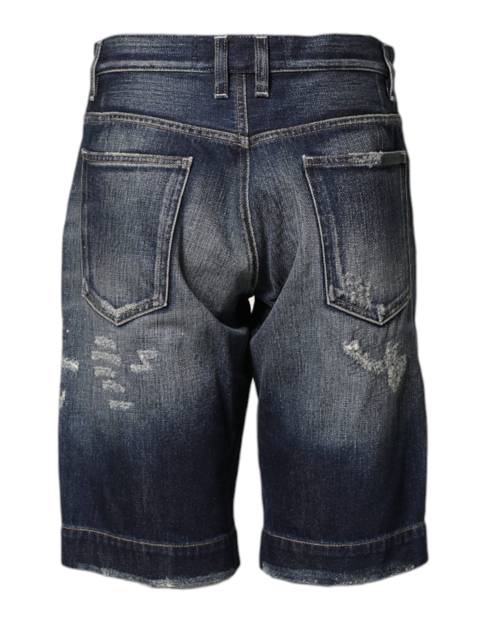Dolce & Gabbana Blaue Baumwoll-Bermudashorts aus distressed Denim-3