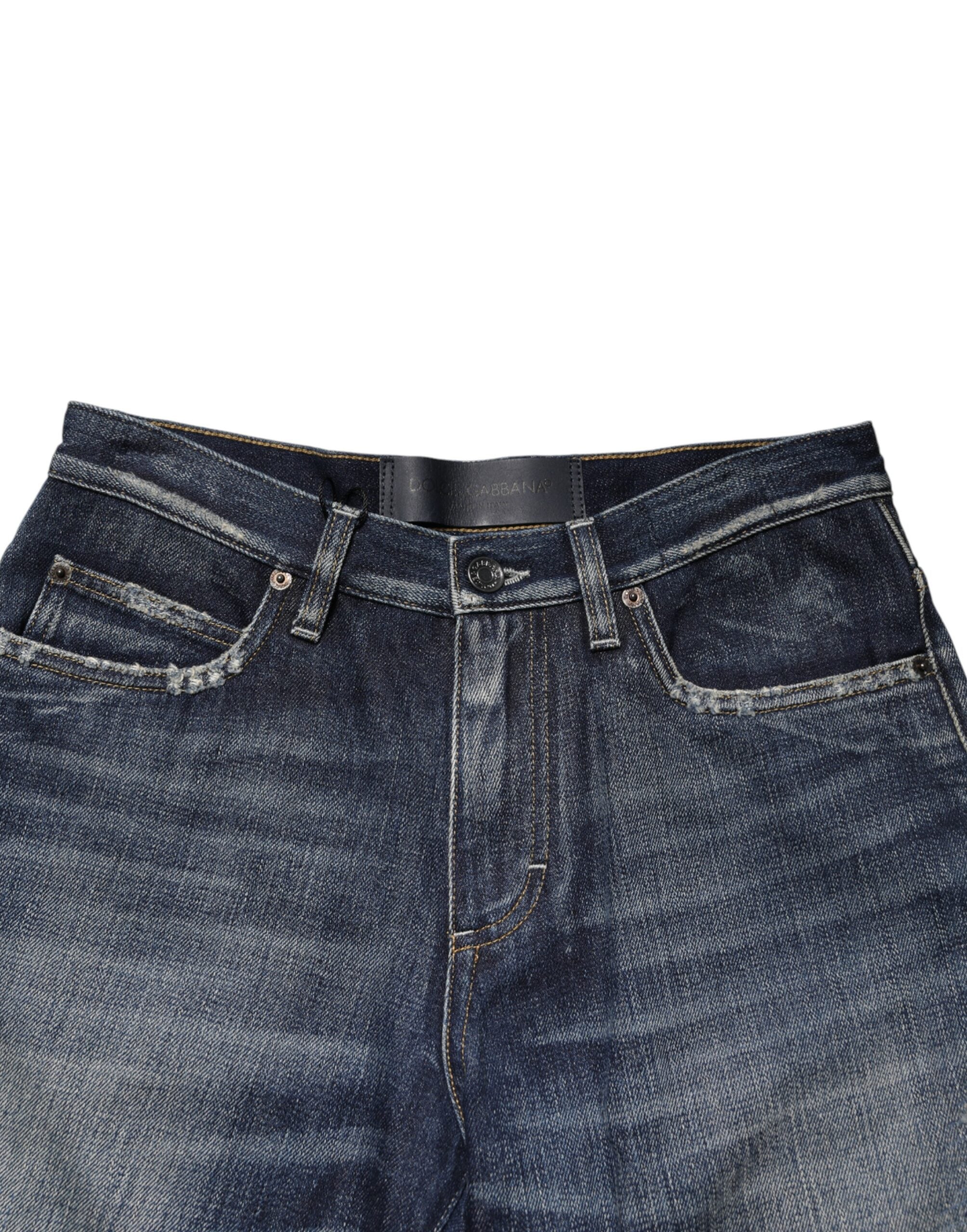 Dolce & Gabbana Blaue Baumwoll-Bermudashorts aus distressed Denim-4