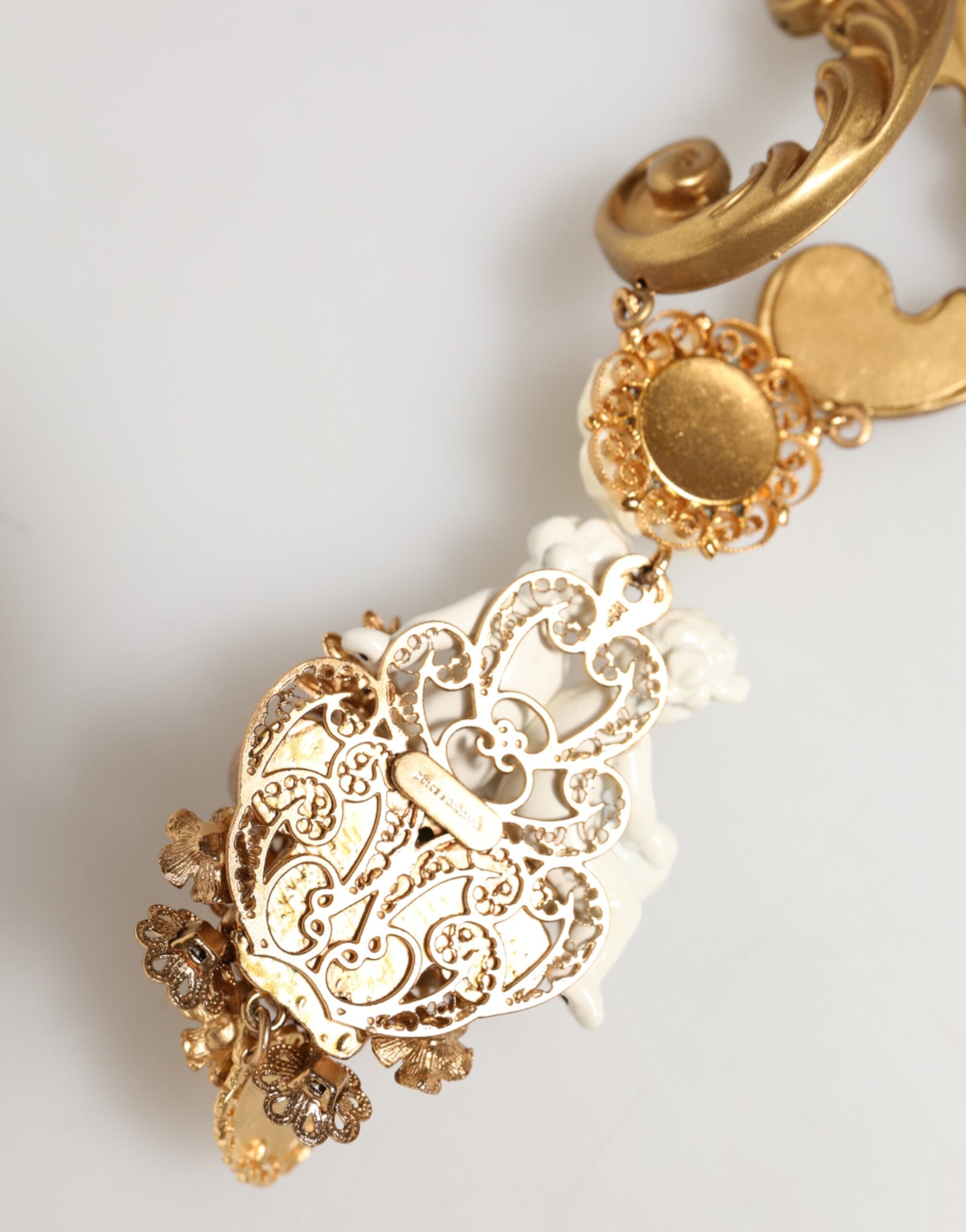 Dolce & Gabbana gold necklace with baroque pendant made of ceramic and crystal-5