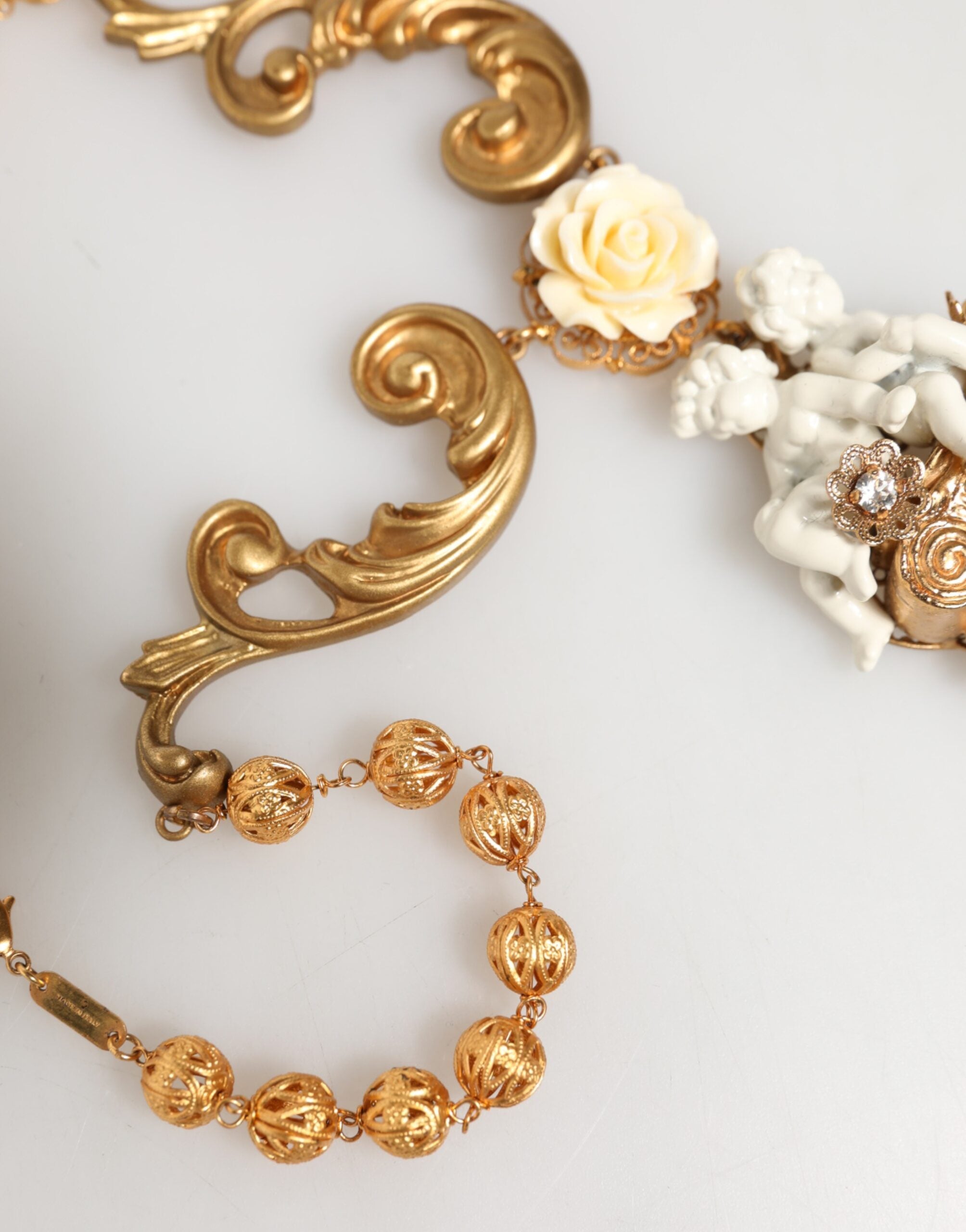 Dolce & Gabbana gold necklace with baroque pendant made of ceramic and crystal-6