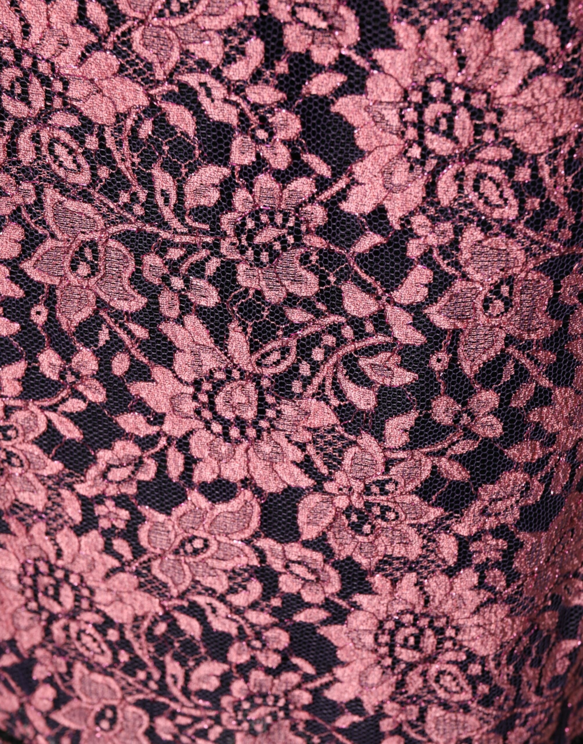 Dolce & Gabbana black silk dress with pink floral lace-4