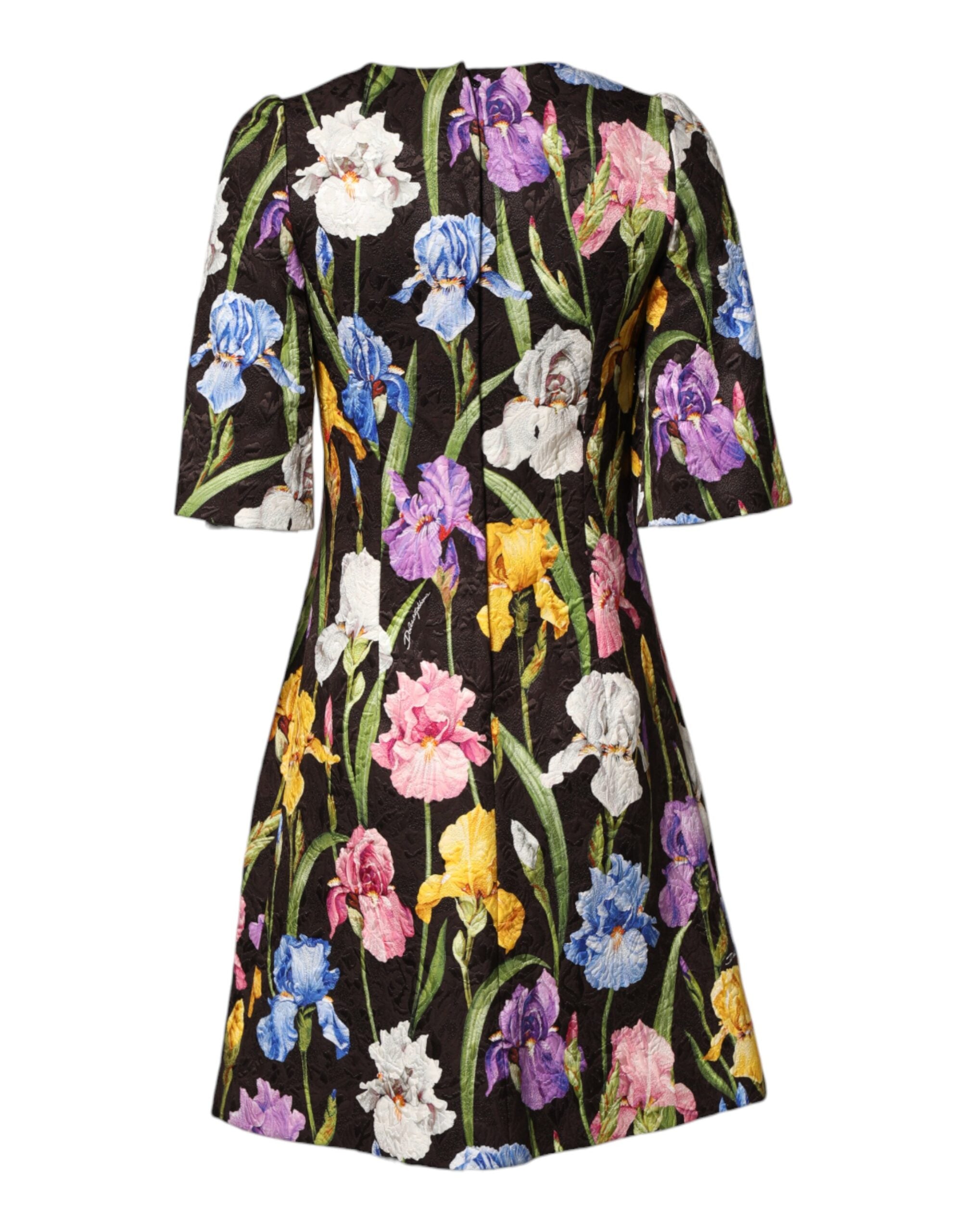Dolce & Gabbana Black floral brocade dress in an A-line cut-5