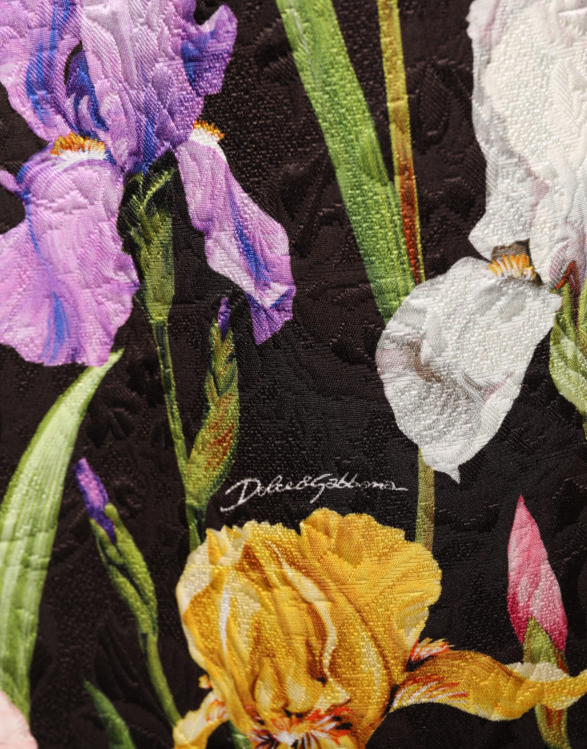 Dolce & Gabbana Black floral brocade dress in an A-line cut-6