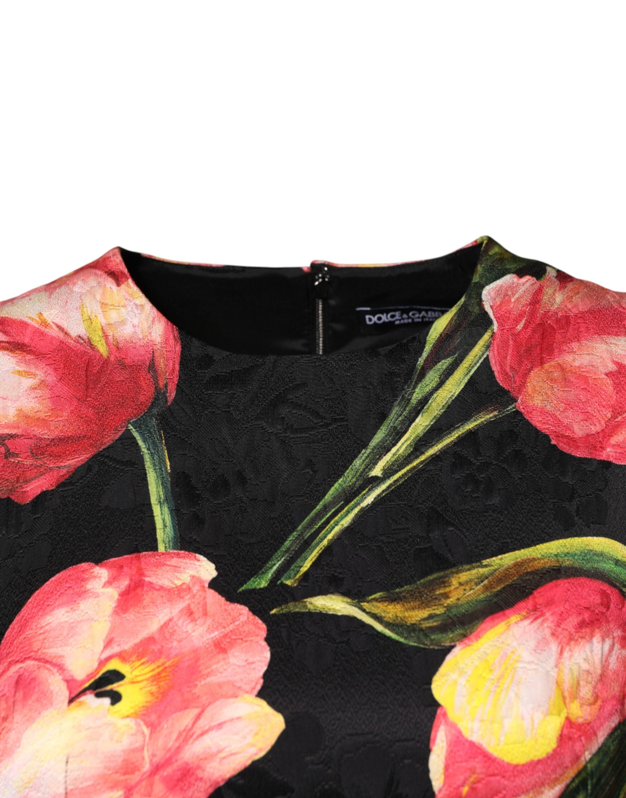 Dolce & Gabbana black mini dress with floral viscose print-3