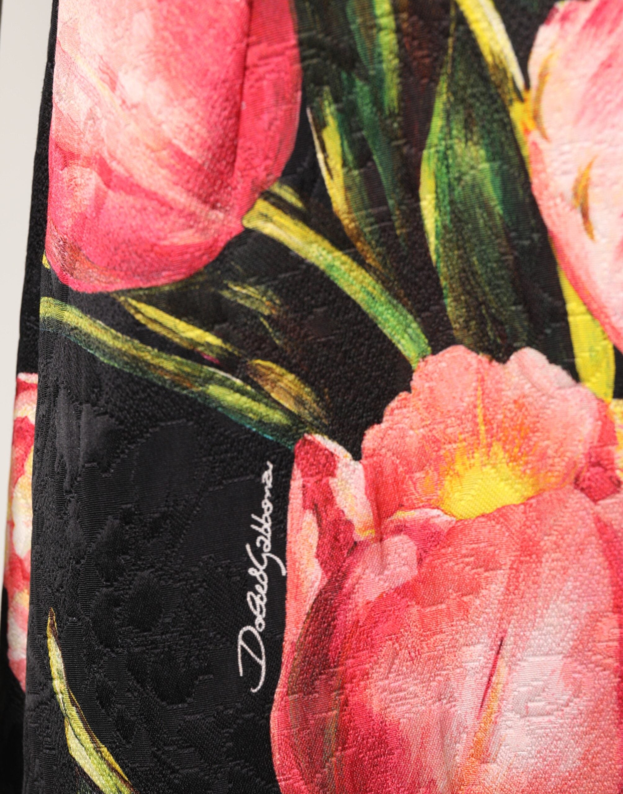 Dolce & Gabbana black mini dress with floral viscose print-4