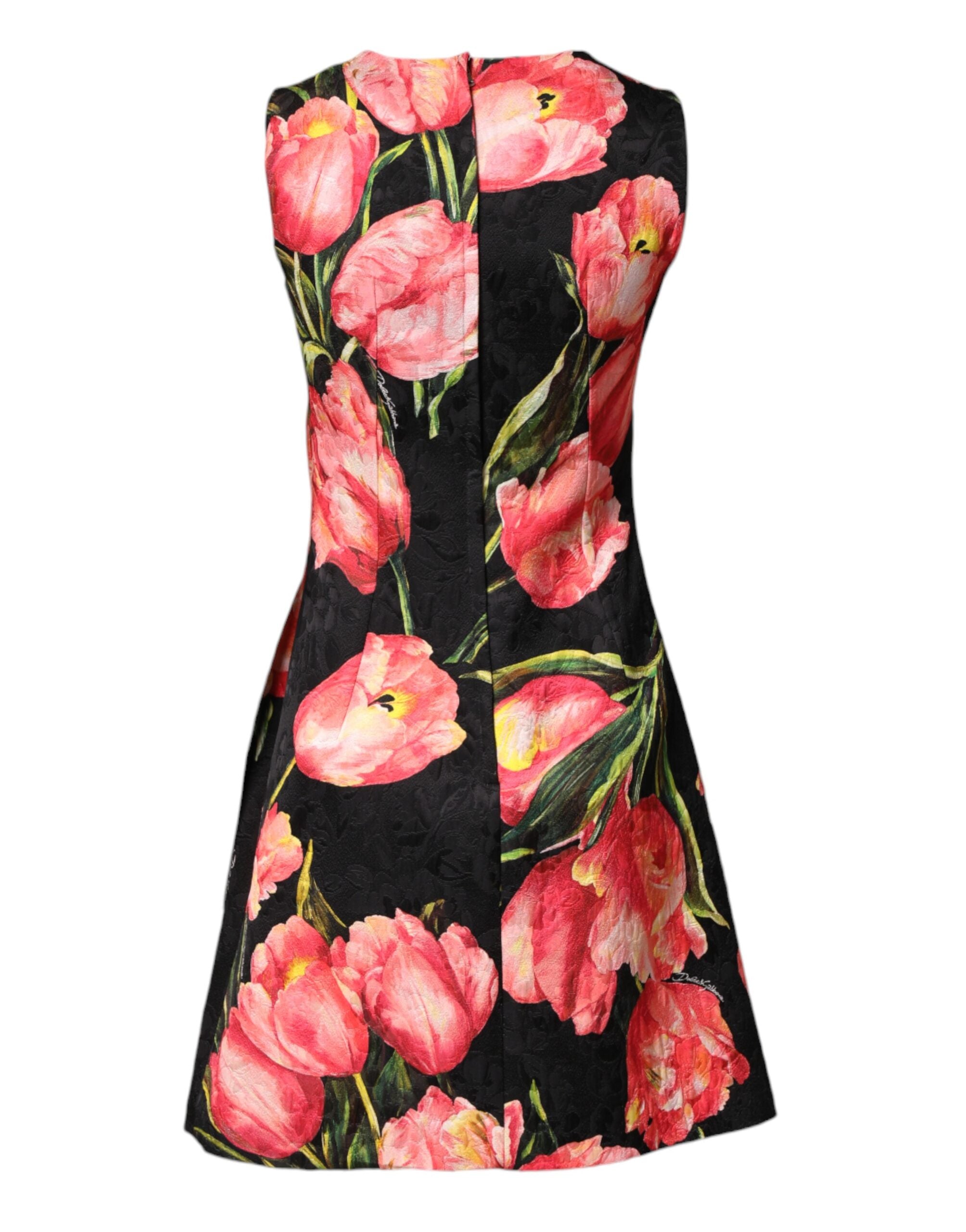 Dolce & Gabbana black mini dress with floral viscose print-5
