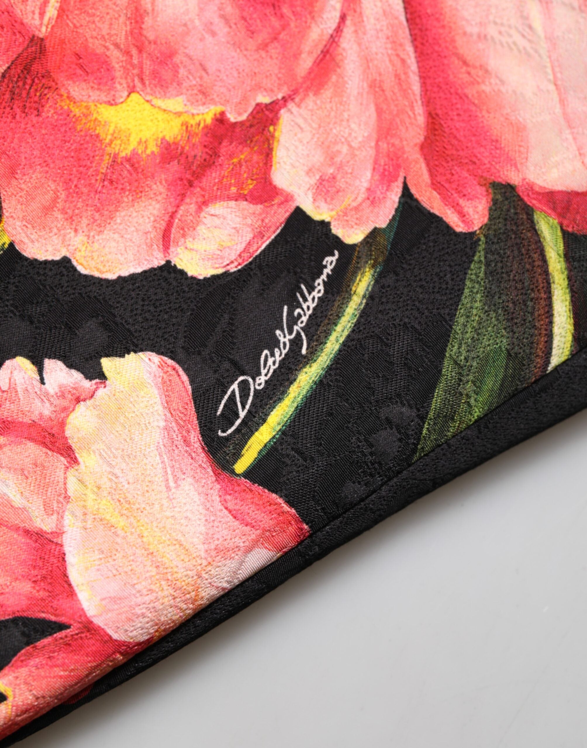 Dolce & Gabbana black mini dress with floral viscose print-6