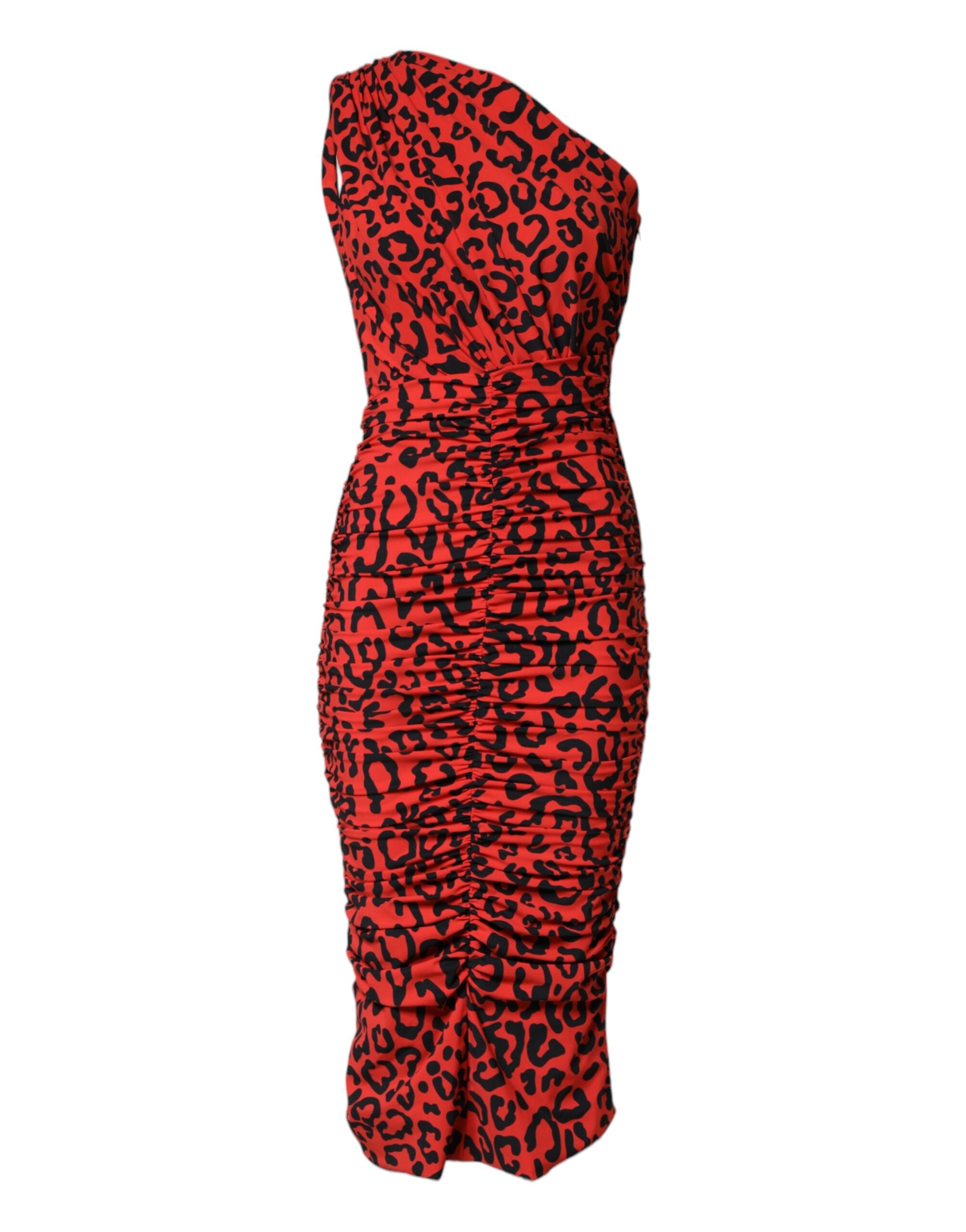 Dolce & Gabbana midi dress with red leopard print in nylon-2