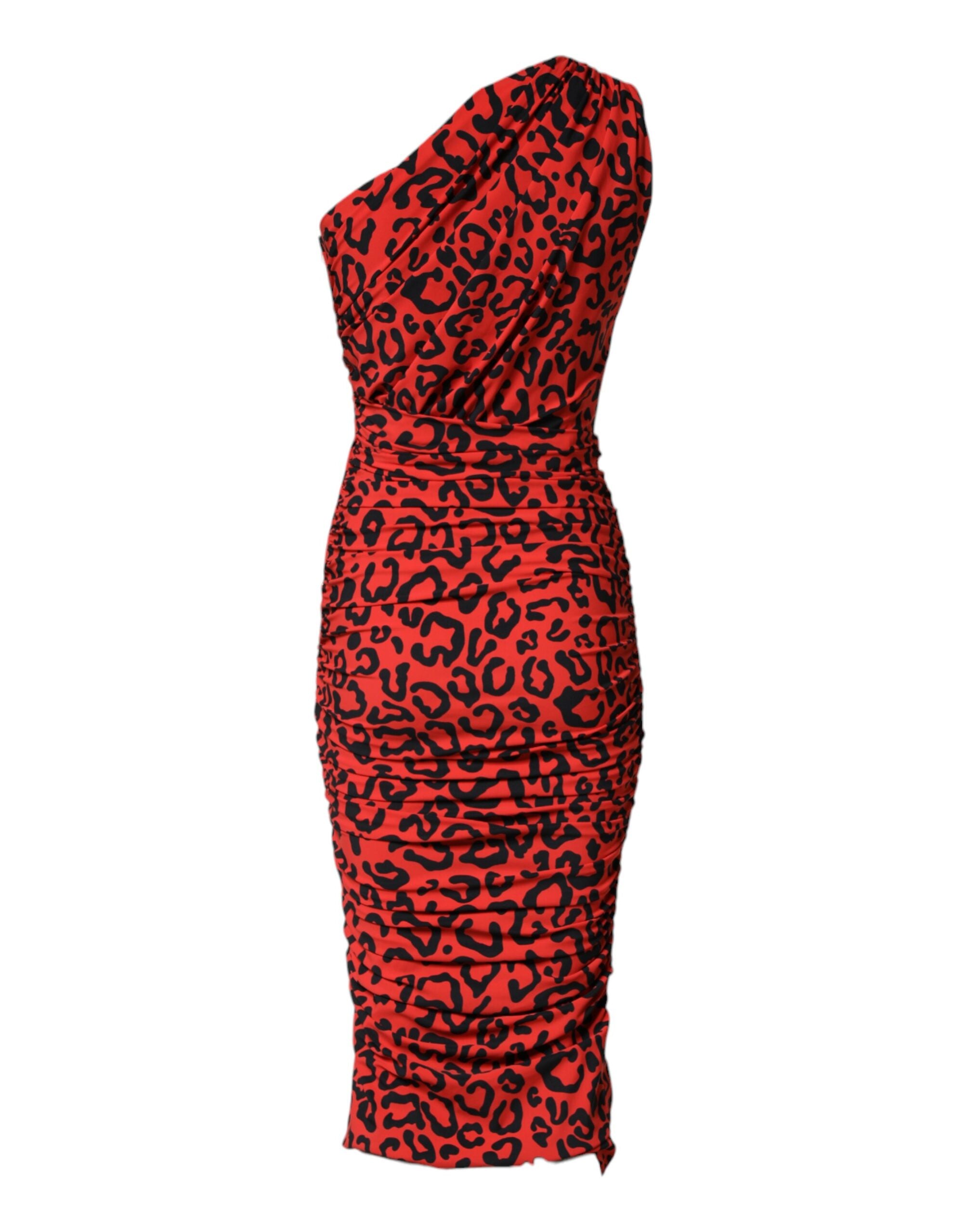Dolce & Gabbana midi dress with red leopard print in nylon-4