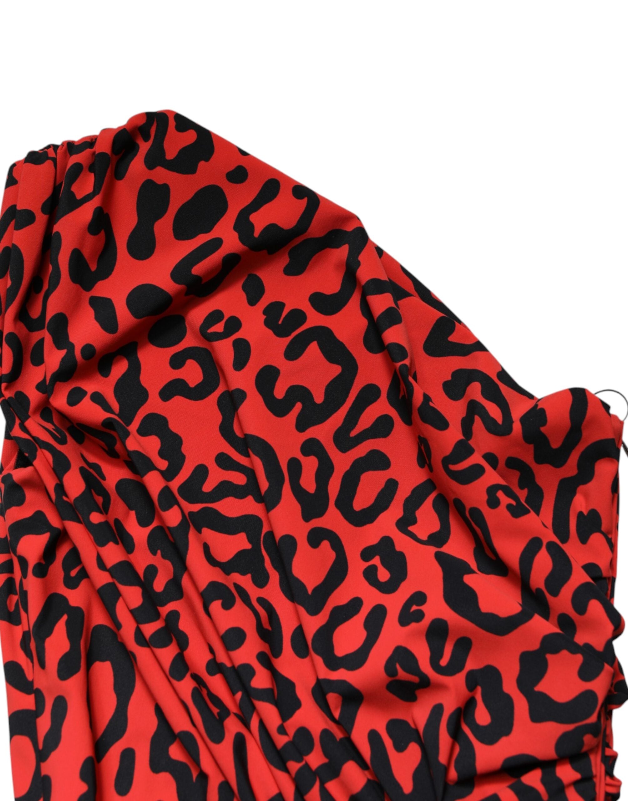 Dolce & Gabbana midi dress with red leopard print in nylon-5