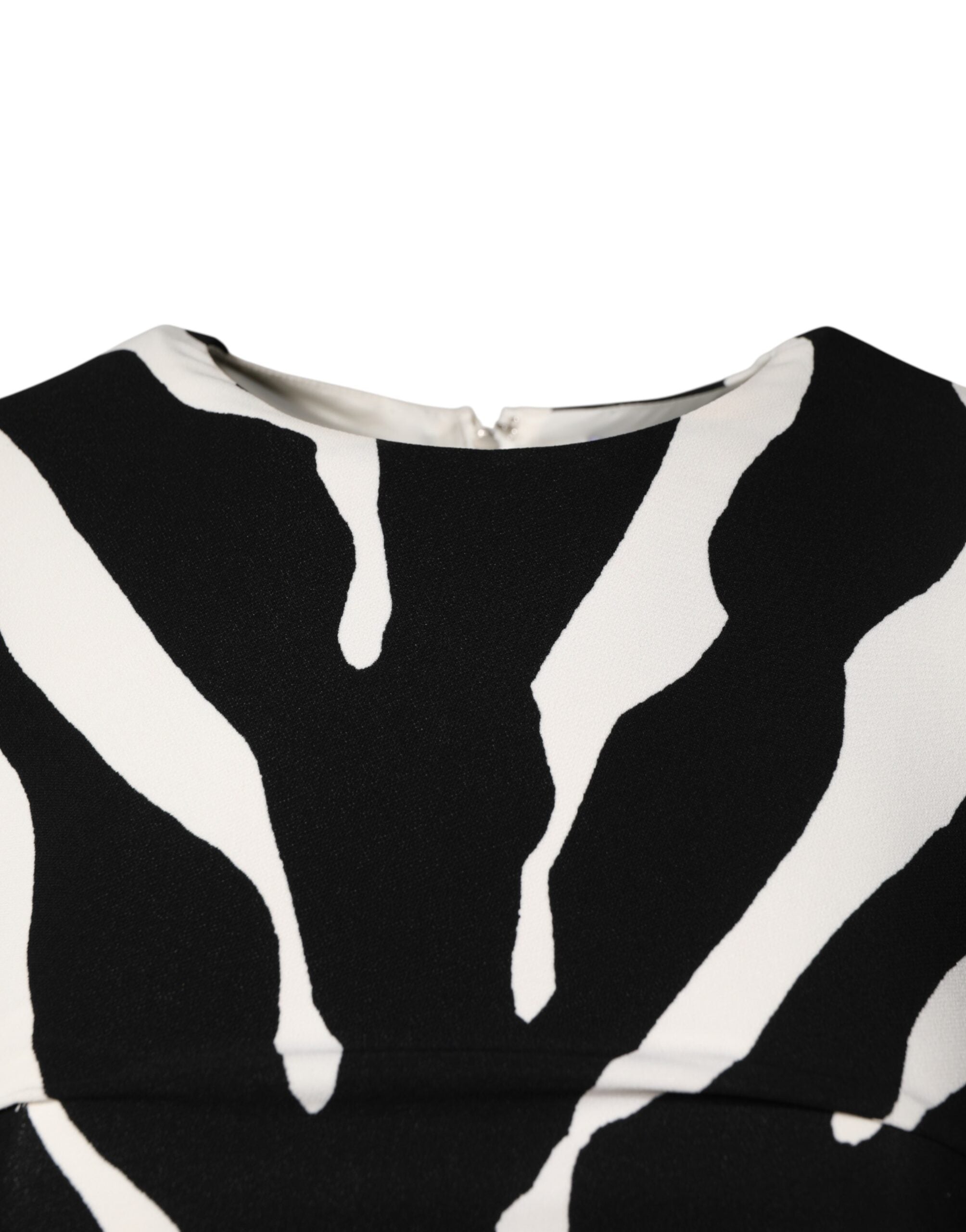 Dolce & Gabbana Schwarzes Weißes Zebra-Viskose-Etui-Midikleid-3