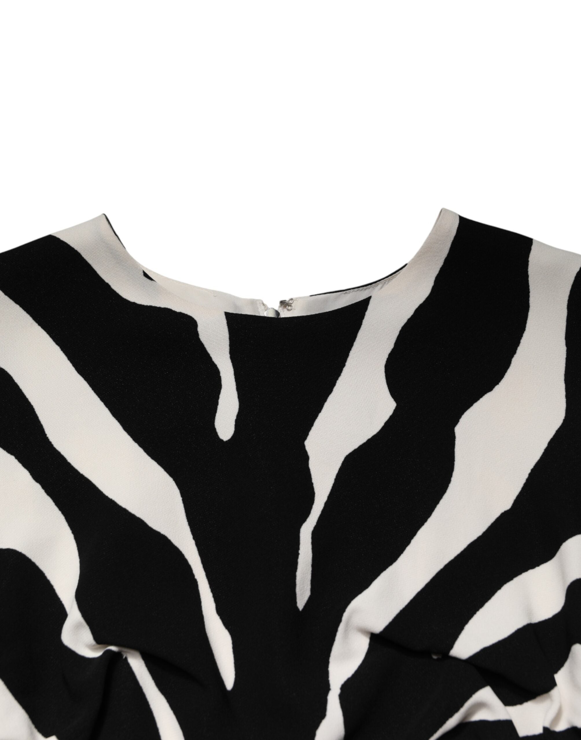 Dolce & Gabbana Schwarzes Weißes Zebra-Viskose-Etui-Midikleid-6