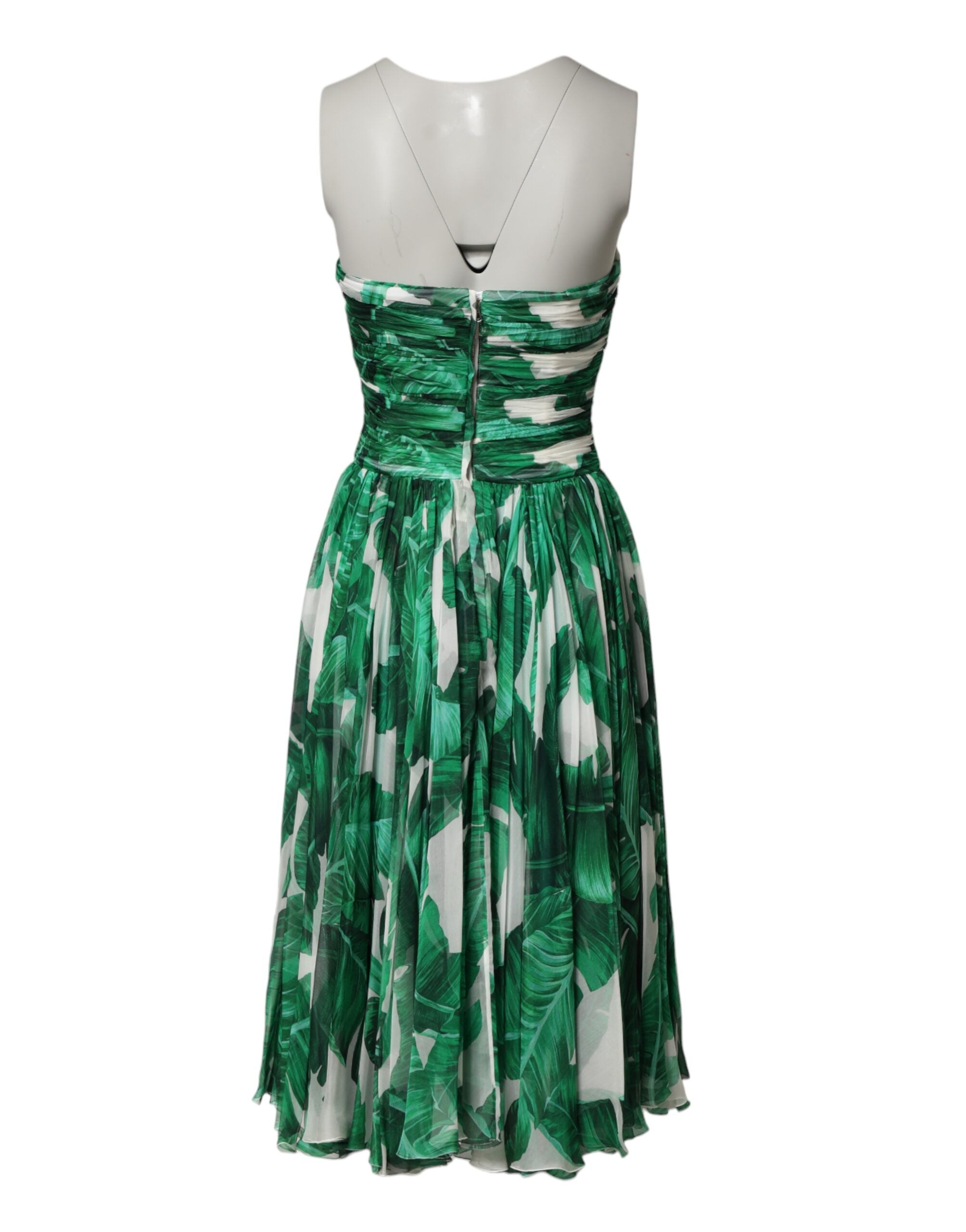 Vestido Dolce & Gabbana con detalle de piña verde y estampado de hojas de plátano-5