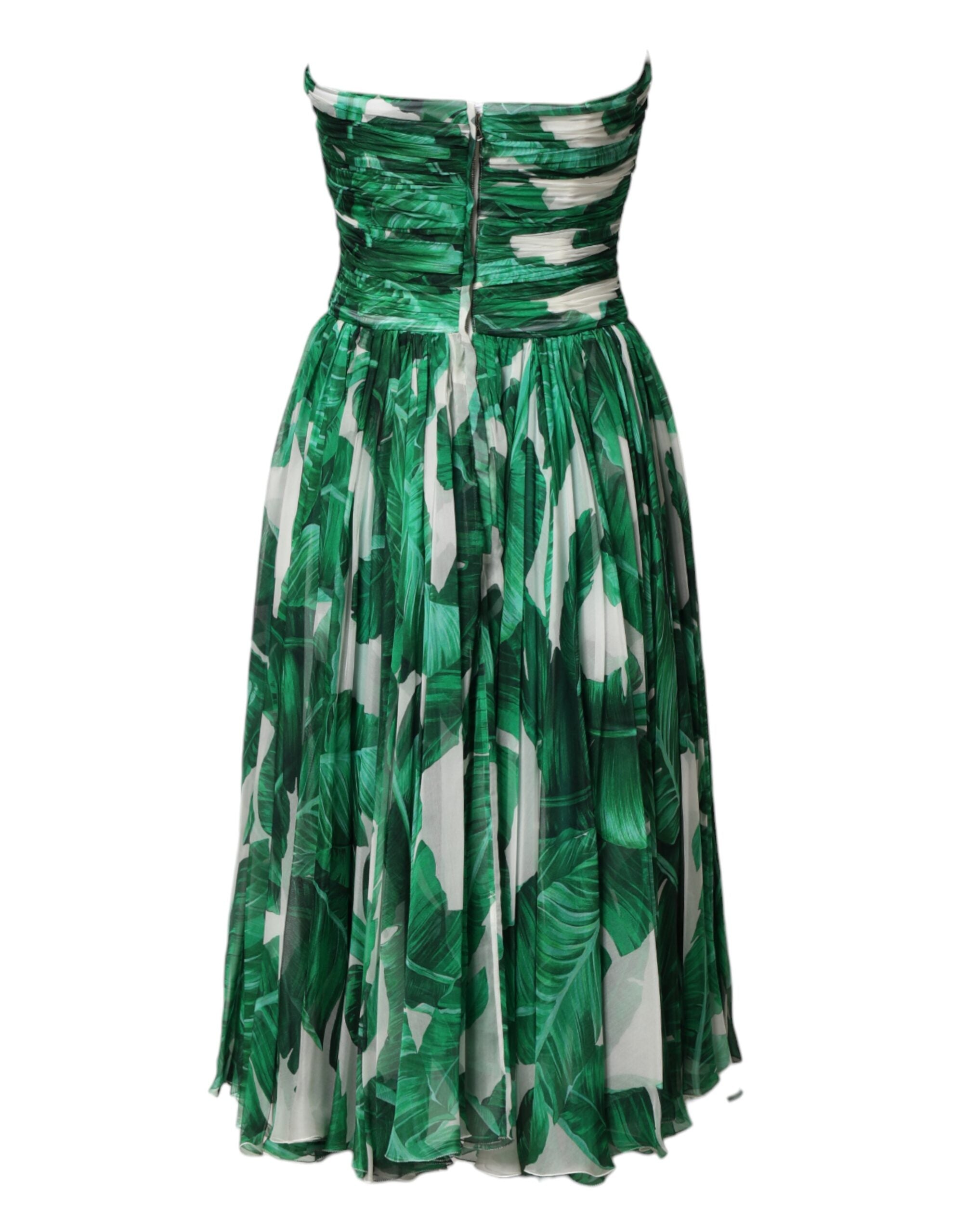 Vestido Dolce & Gabbana con detalle de piña verde y estampado de hojas de plátano-6