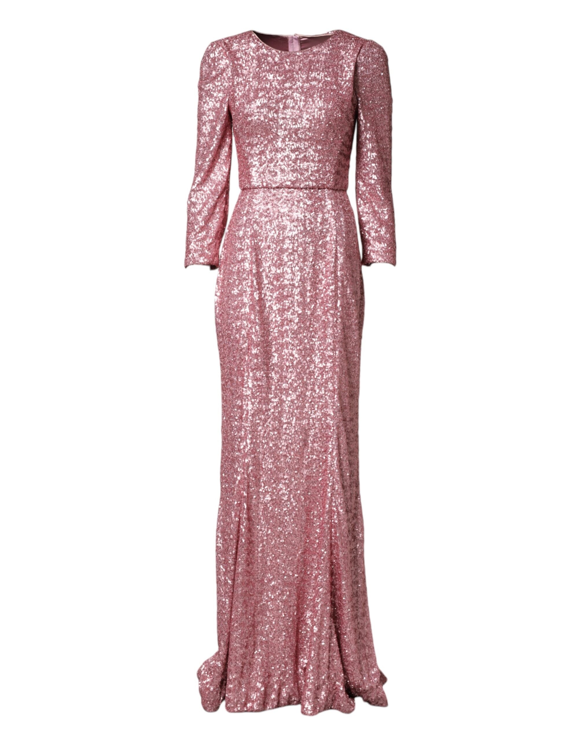 Vestido de noche de sirena con lentejuelas rosas de Dolce & Gabbana-2
