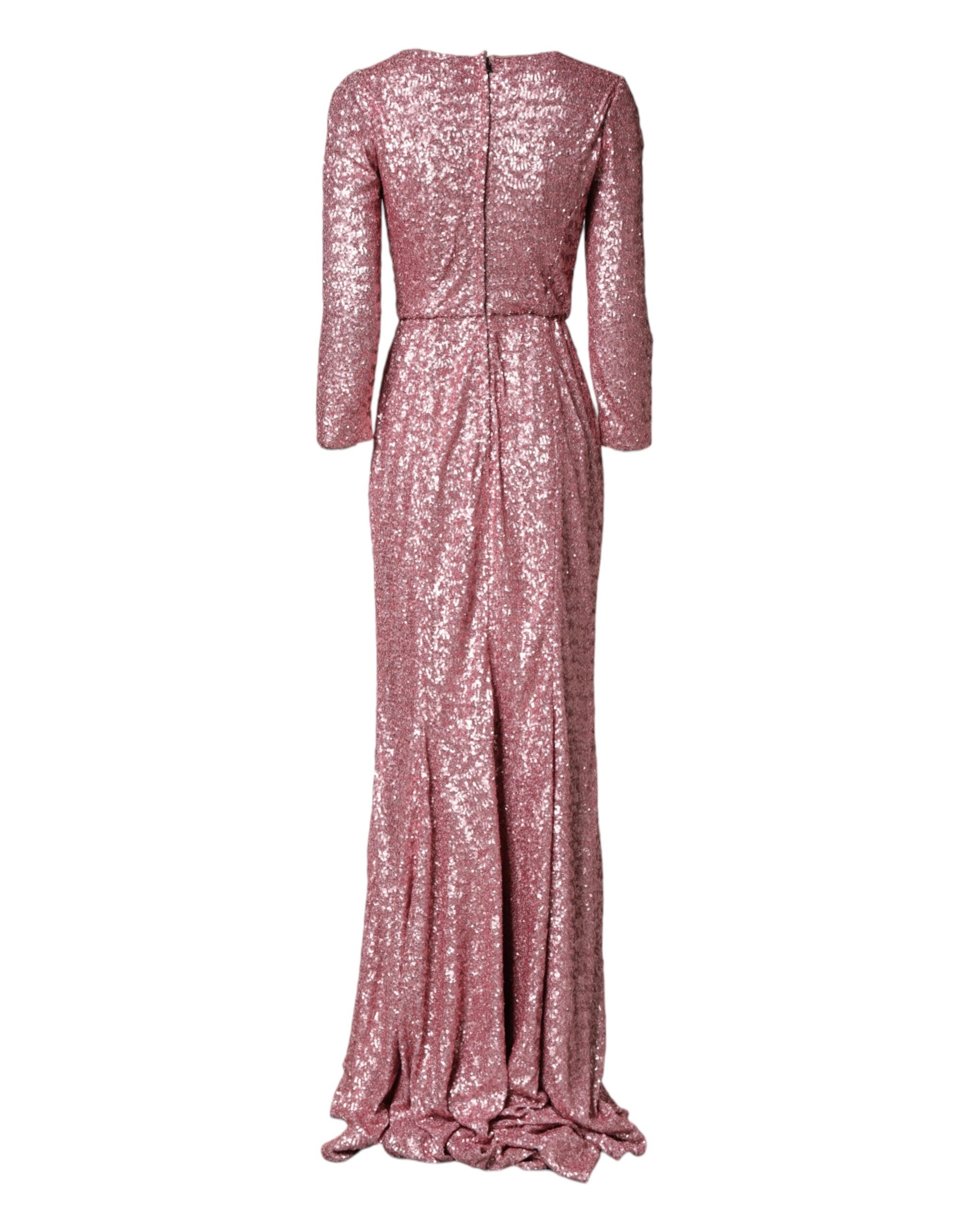 Vestido de noche de sirena con lentejuelas rosas de Dolce & Gabbana-5
