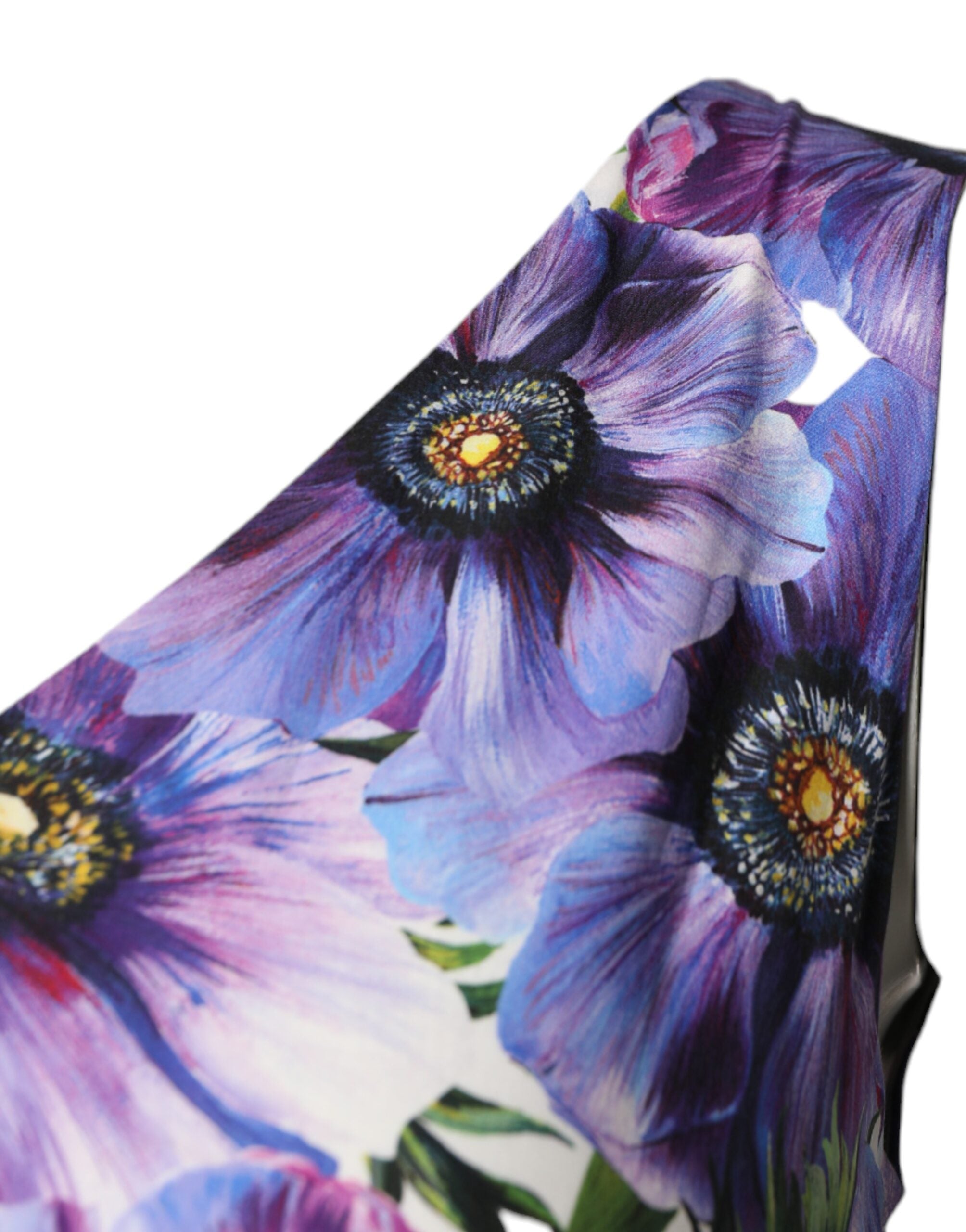Dolce & Gabbana Lila Anemone Print Pleated Midi Dress-3