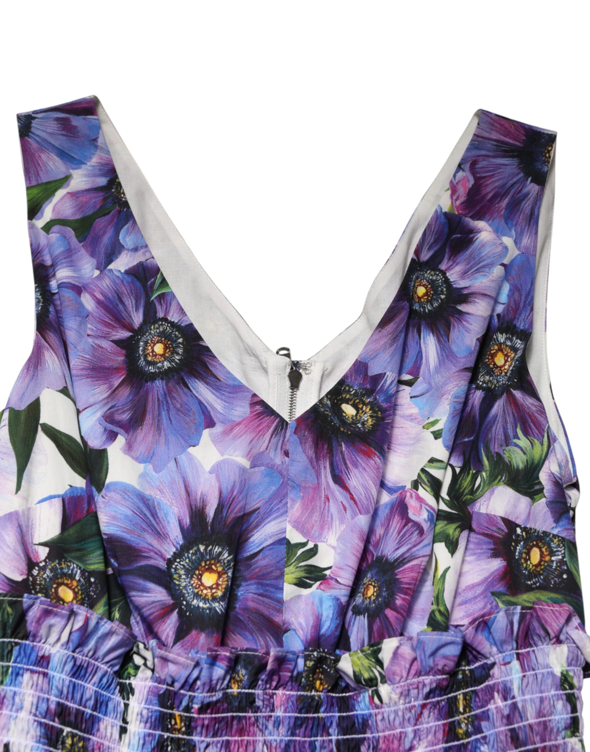 Dolce & Gabbana Lila Anemone Print Pleated Midi Dress-4