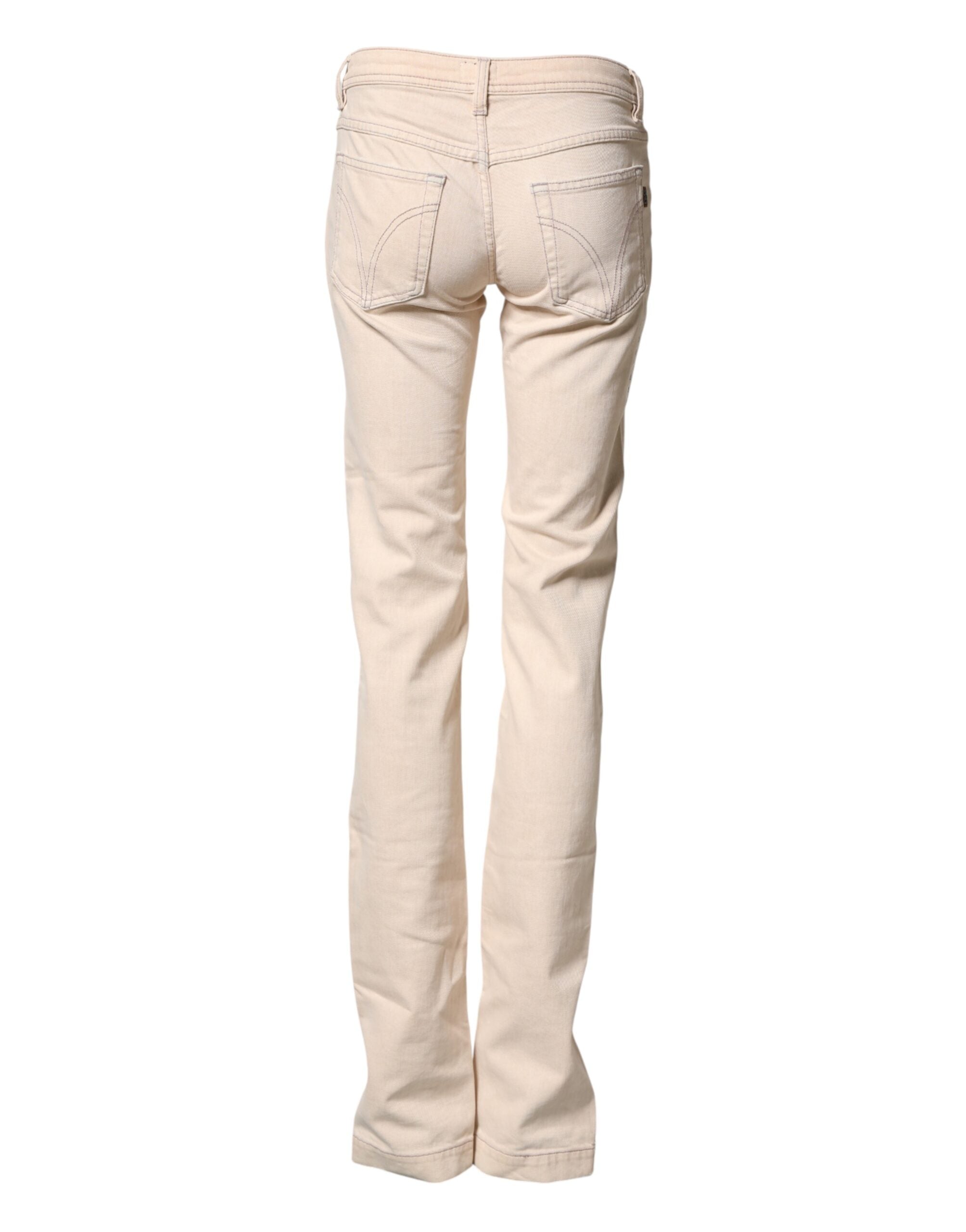 Vaqueros ajustados de talle bajo en beige de Dolce & Gabbana confeccionados en algodón-3
